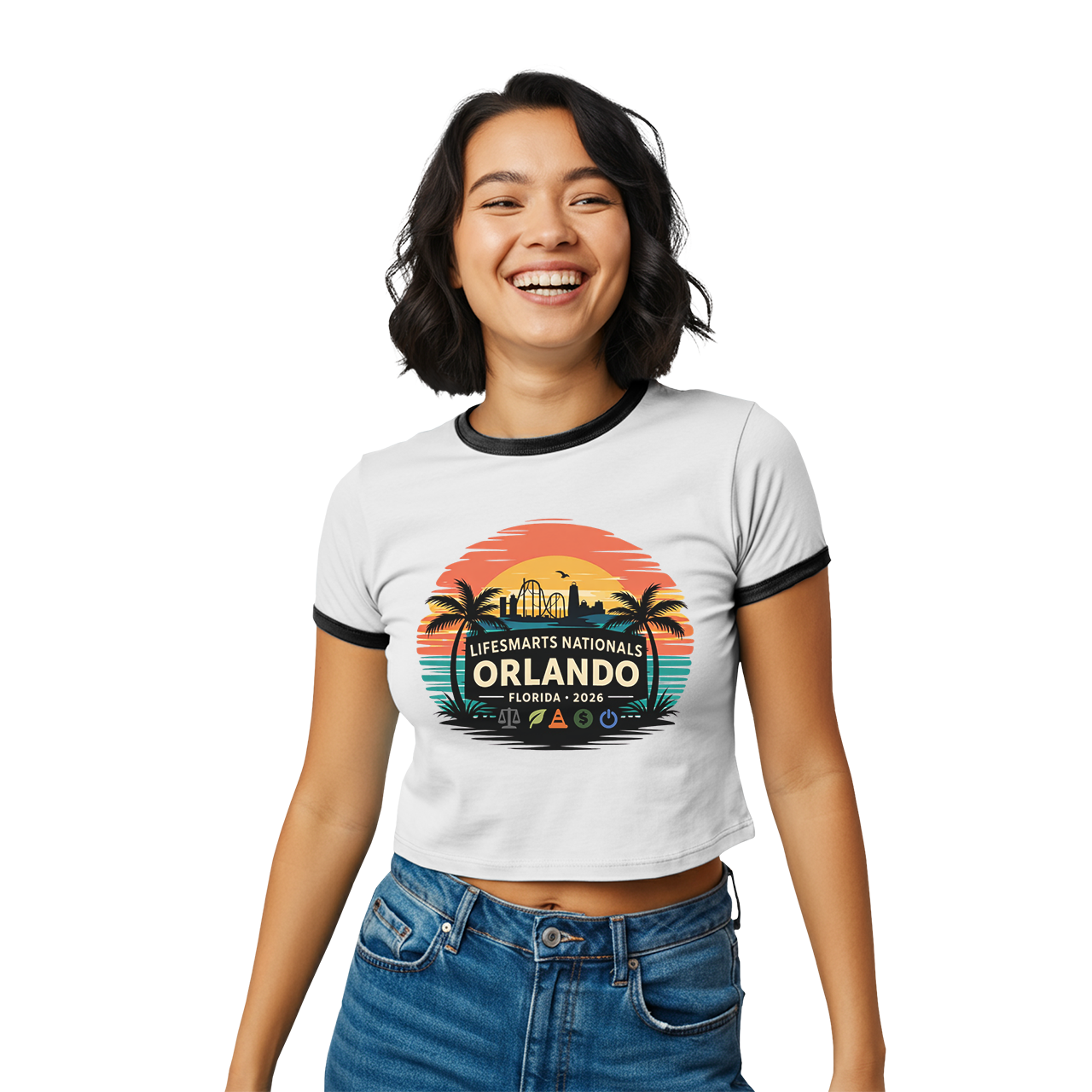 Ringer Tee - LifeSmarts Nationals Orlando 2026 Sunset product thumbnail image