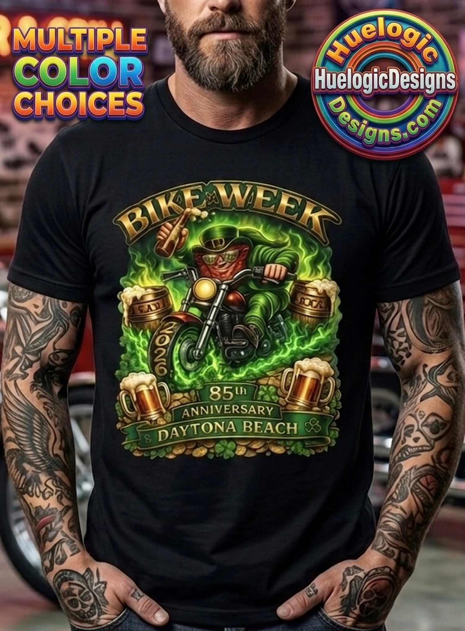 2026 Daytona Bike Week 85th Anniversary Shirt Motorcycle Biker St Patrick Green Beer Tee