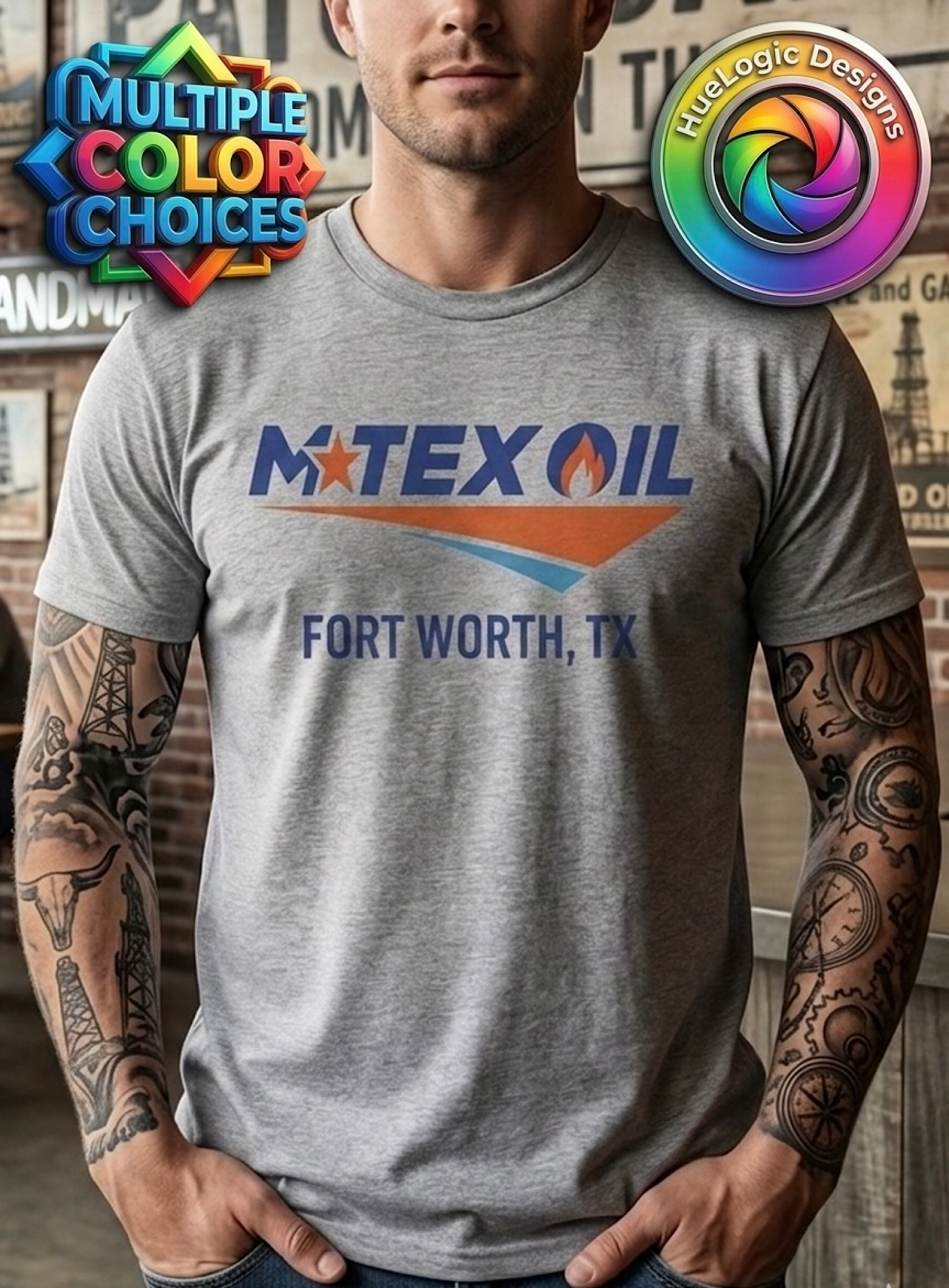 M-Tex Oil Landman Patch Cafe Shirt Fort Worth TX Oilfield Worker Texas Rig T-Shirt