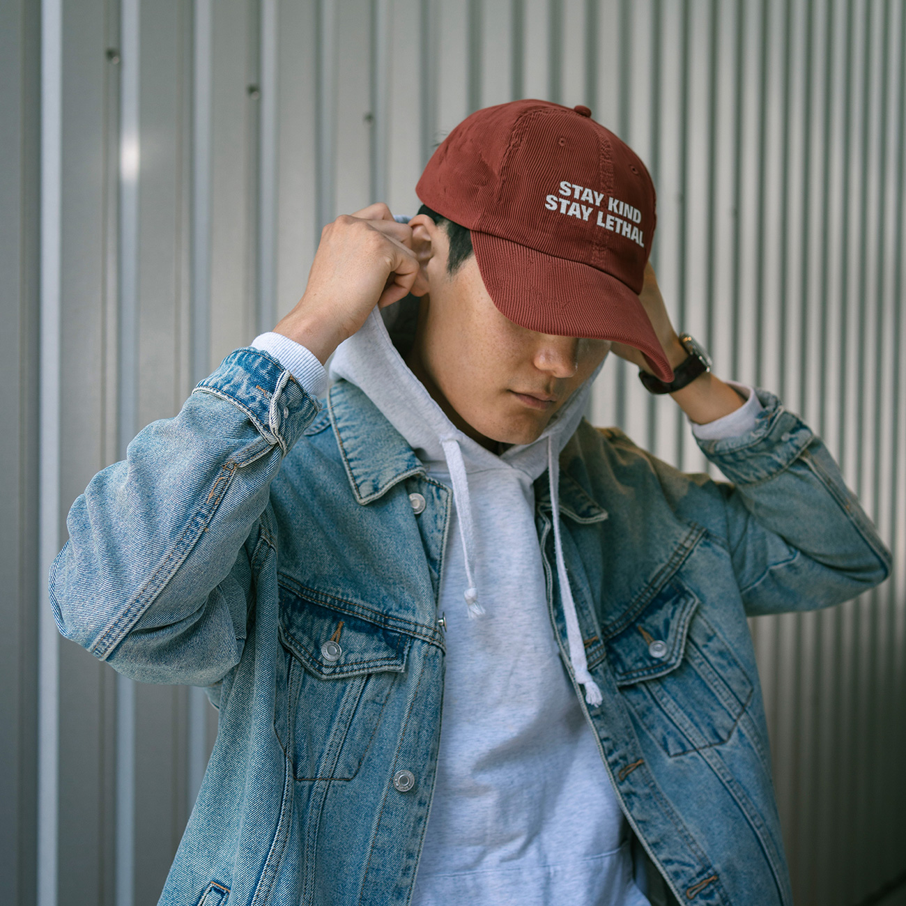 Corduroy Cap — "Stay Kind Stay Lethal" Embroidered Vintage Hat product thumbnail image