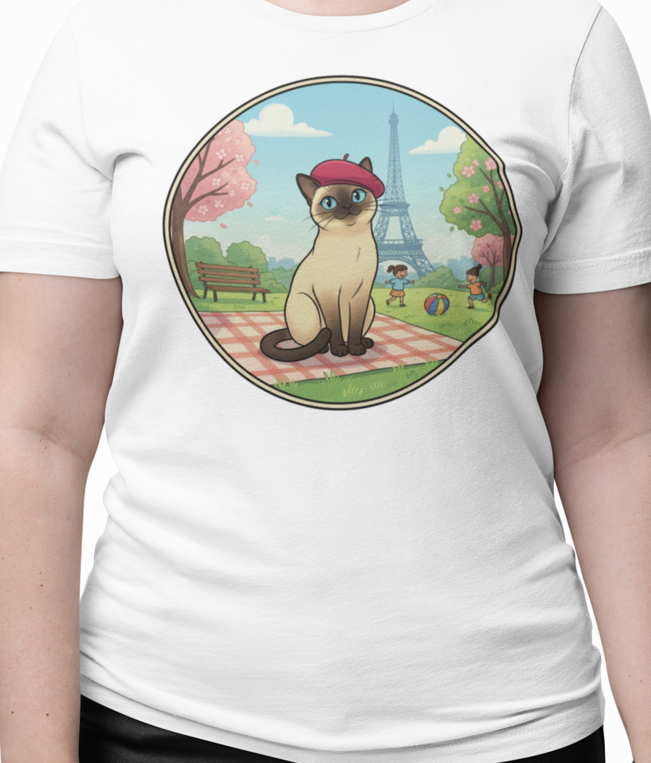 Siamese Cat Scenic Spring Cherry Blossom Picnic near the Eiffel Tower | Comfort Colors Unisex T-Shirt | Paris | Cat Lovers Cute Graphic Tee product thumbnail image Siamese Cat Scenic Spring Cherry Blossom Picnic near the Eiffel Tower | Comfort Colors Unisex T-Shirt | Paris | Cat Lovers Cute Graphic Tee product thumbnail image
