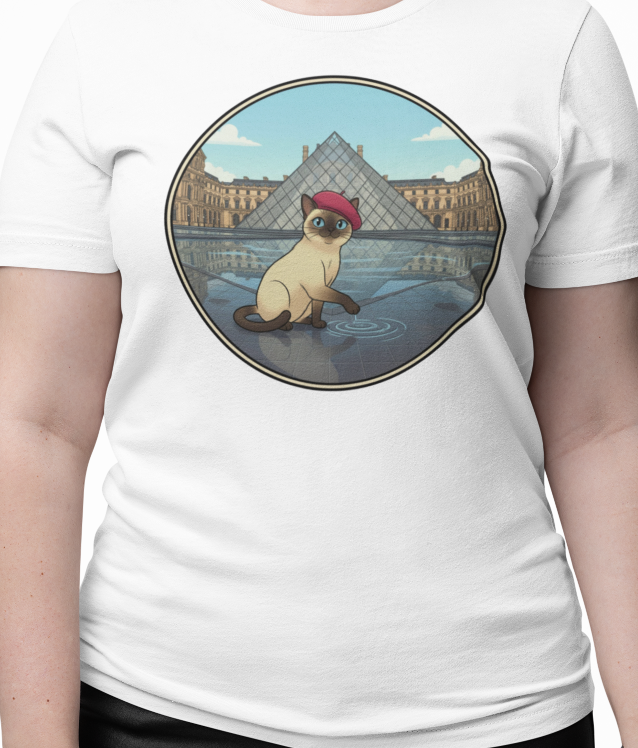  Siamese Cat | Comfort Colors Unisex T-Shirt | Louvre Museum Cute Cat Scene | Cat Lovers Paris Travel Tee