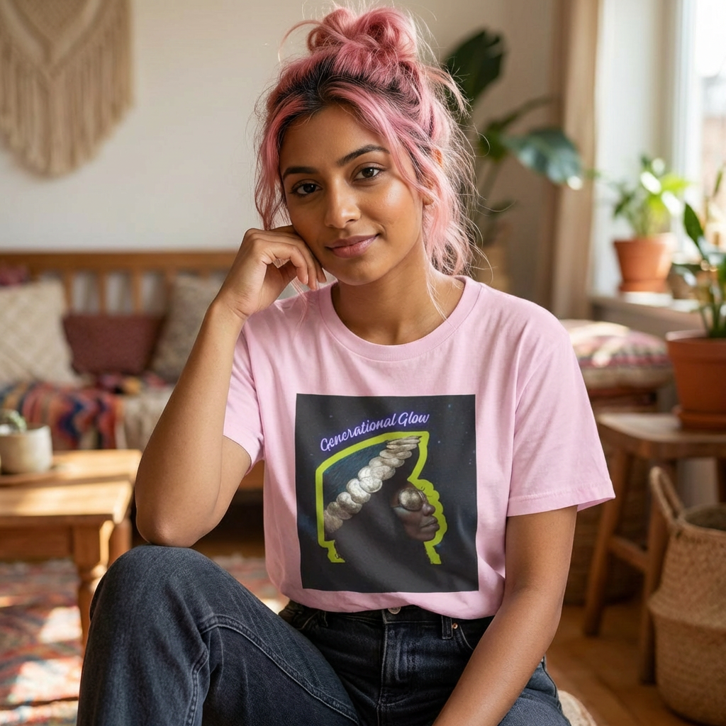 Conversational Glow T‑Shirt — Afrocentric Pearl Crown Graphic Tee product thumbnail image Conversational Glow T‑Shirt — Afrocentric Pearl Crown Graphic Tee product thumbnail image
