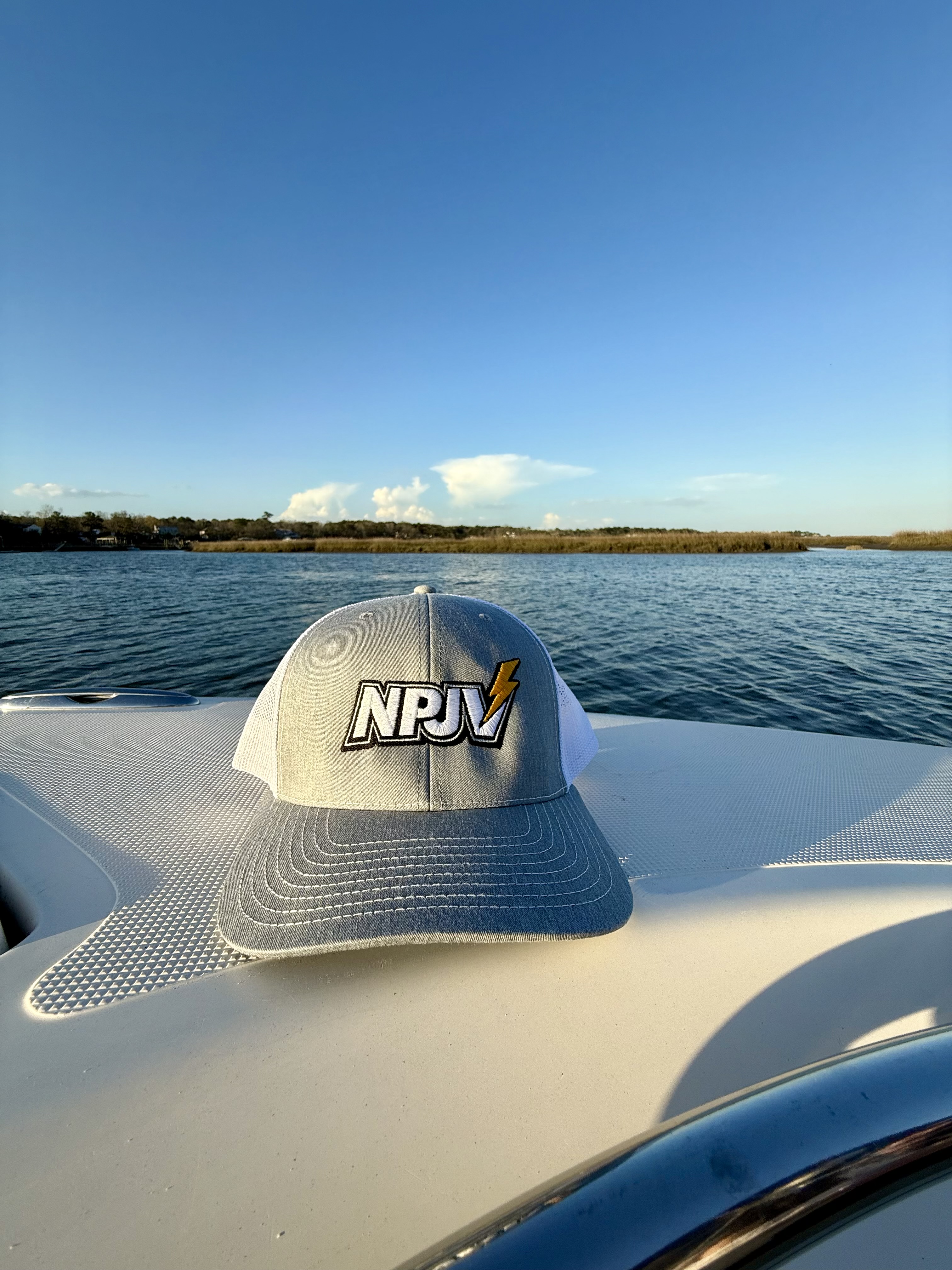 NPJV Embroidered Trucker Cap – Retro Palm Beach Snapback product thumbnail image