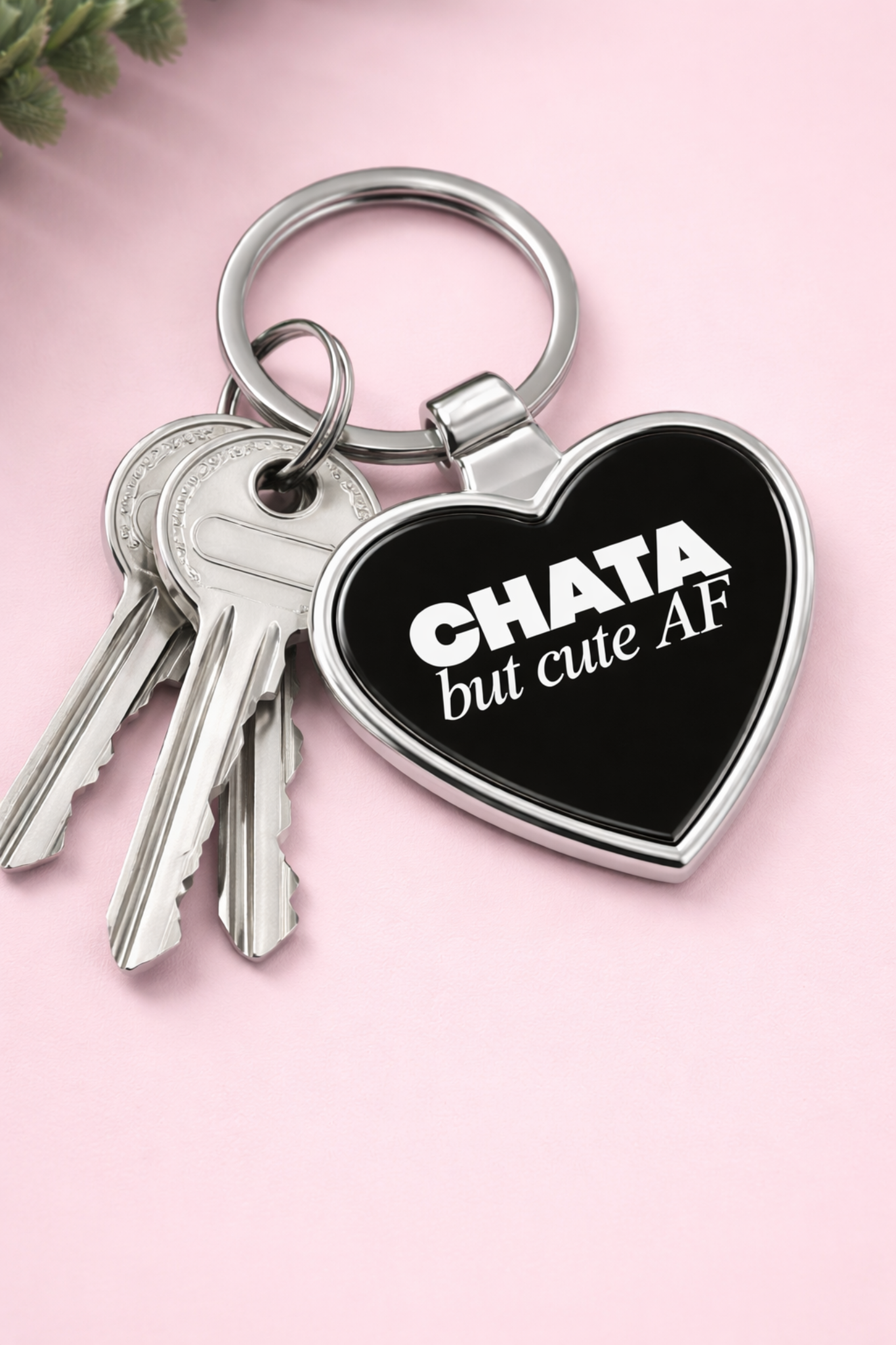 Heart Keychain — "Chata but Cute AF" Funny Sarcastic Gift product thumbnail image Heart Keychain — "Chata but Cute AF" Funny Sarcastic Gift product thumbnail image