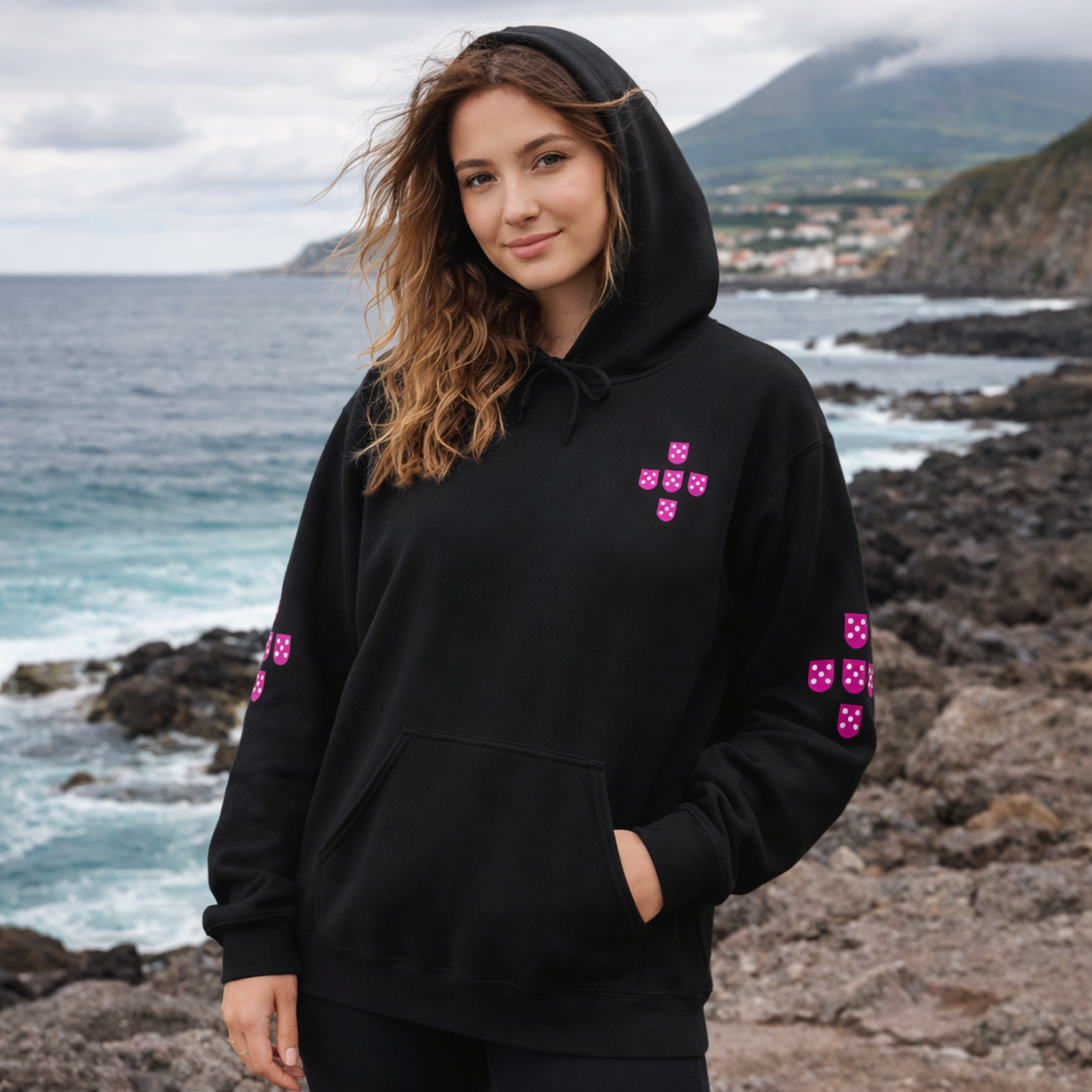 Pink Shields (Front &amp; Back &amp; Sleeves - 4 Imprints) - Casual Unisex Hoodie product thumbnail image
