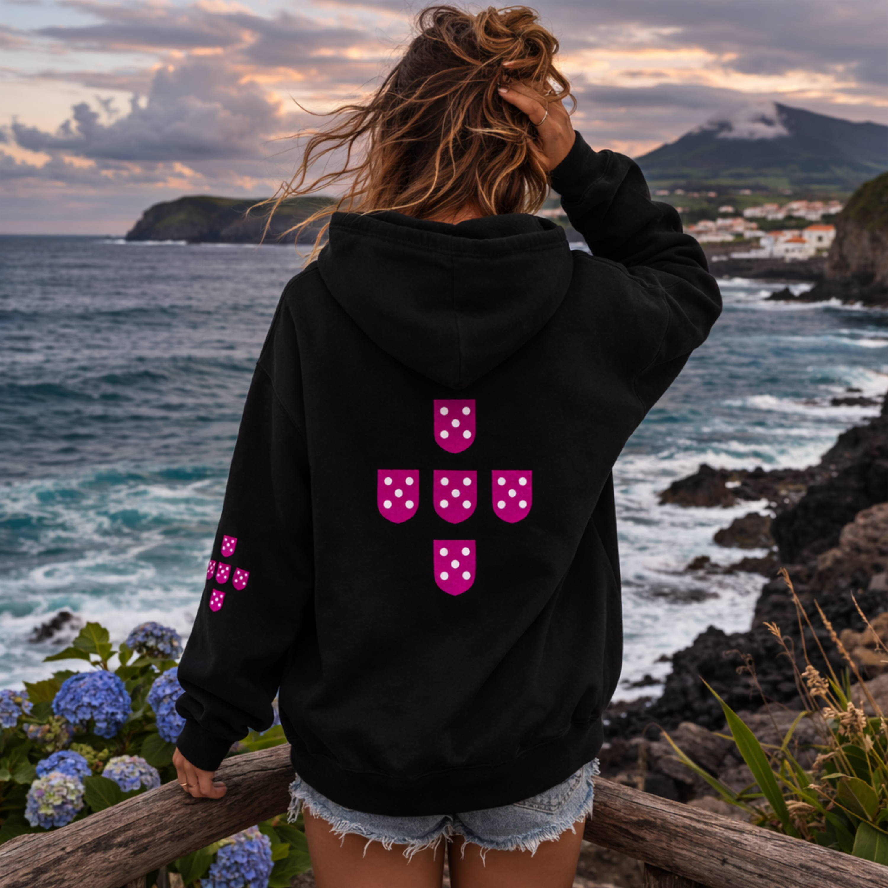 Pink Shields (Front &amp; Back &amp; Sleeves - 4 Imprints) - Casual Unisex Hoodie product thumbnail image