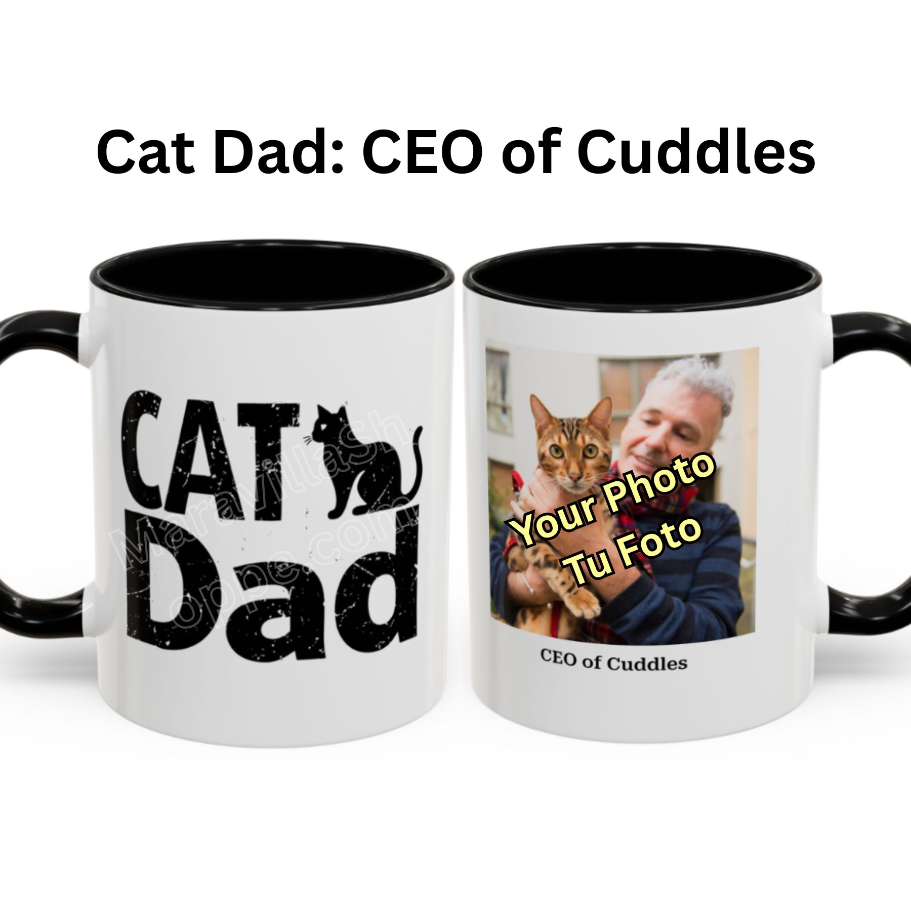 Mug: Cat Dad "CEO Of Cuddles" Personalized with Photo (11 oz/15 oz) product thumbnail image