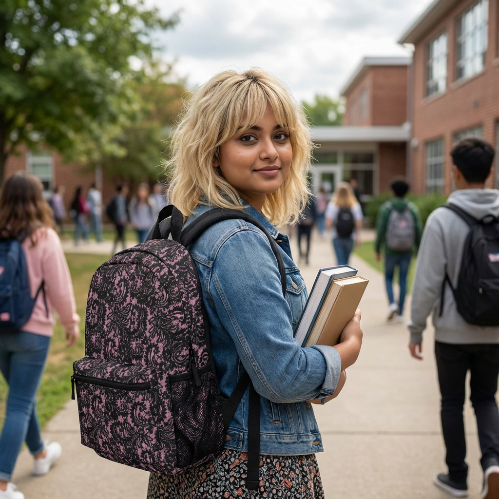 Pink Lace Pattern Backpack — Vintage Floral School &amp; Travel Bag