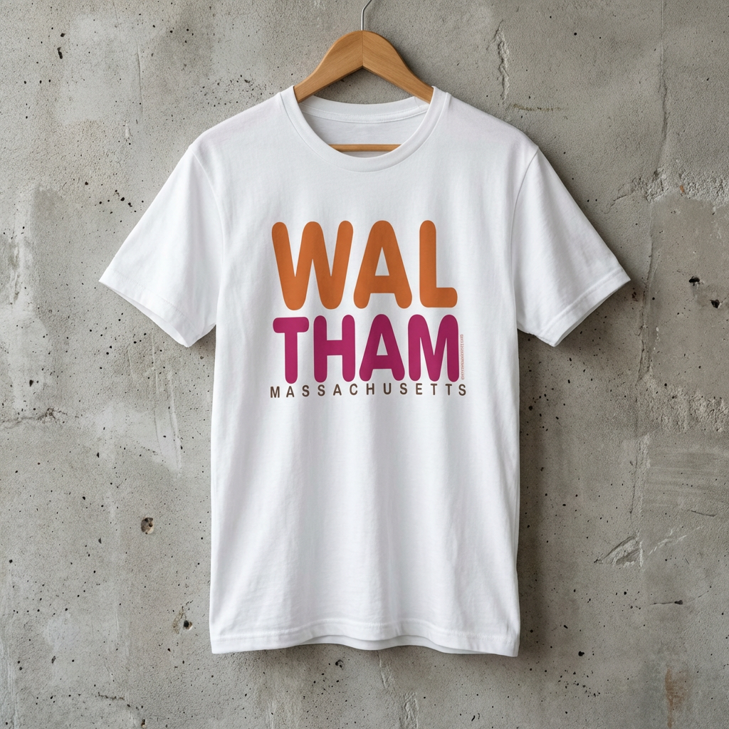 Waltham Massachusetts Retro Bold Text Tee - not dollar store junk, our shirts are 100% heavy cotton you'll wear over and over. And...FREE SHIPPING. product thumbnail image Waltham Massachusetts Retro Bold Text Tee - not dollar store junk, our shirts are 100% heavy cotton you'll wear over and over. And...FREE SHIPPING. product thumbnail image