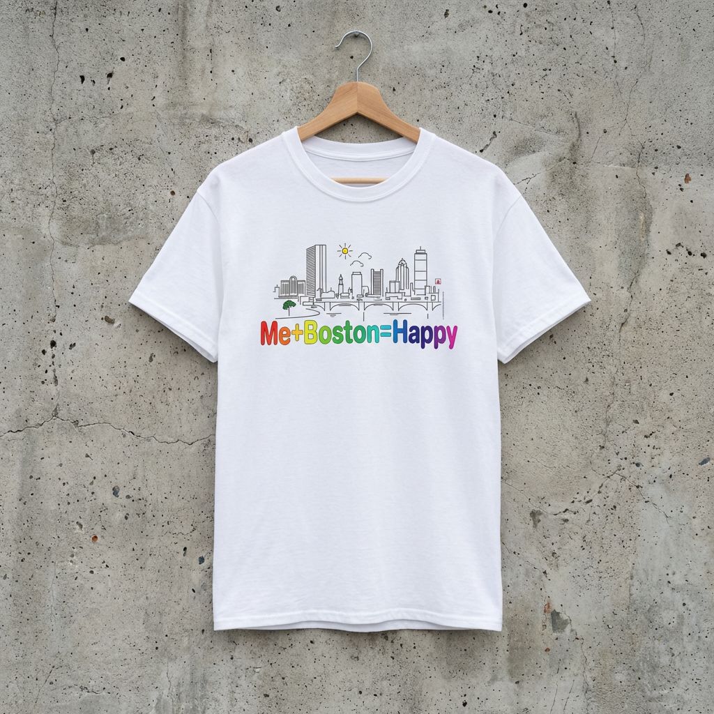 Me+Boston Cityscape Minimalist Tee | Museum-Style Skyline | 100% Cotton | Boston Gift 
