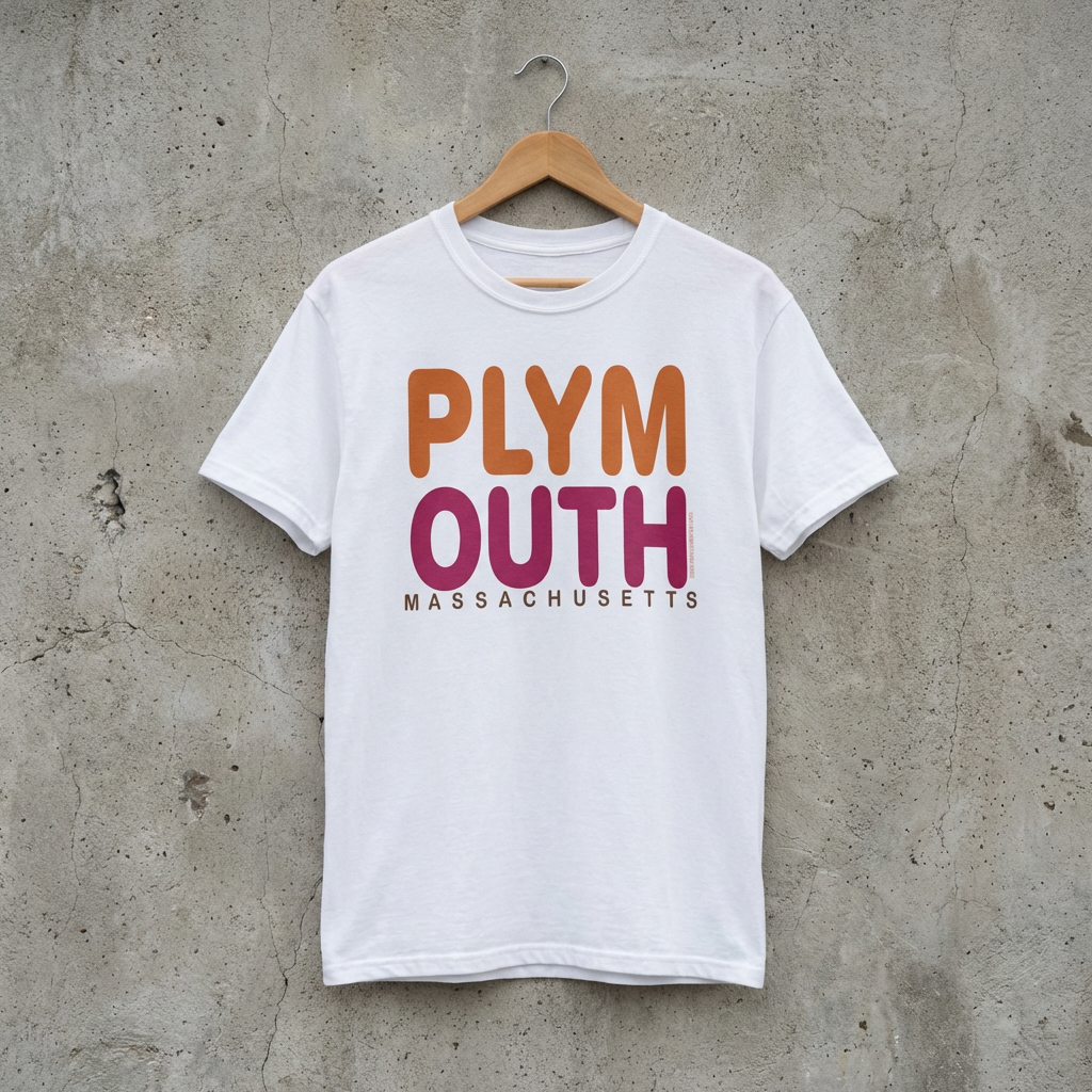 Plymouth Massachusetts Retro Tee | Hometown Pride | 100% Cotton | Plymouth Gift product thumbnail image