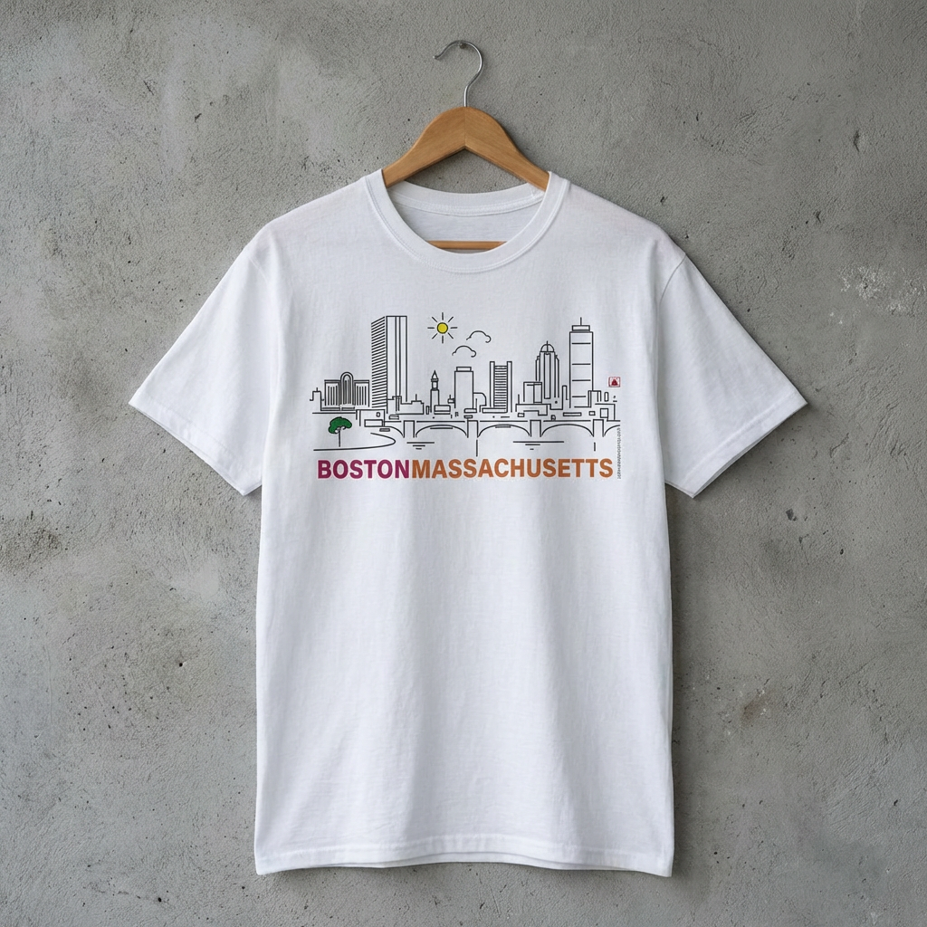 Boston Cityscape Minimalist Tee | Museum-Style Skyline | 100% Cotton product thumbnail image Boston Cityscape Minimalist Tee | Museum-Style Skyline | 100% Cotton product thumbnail image