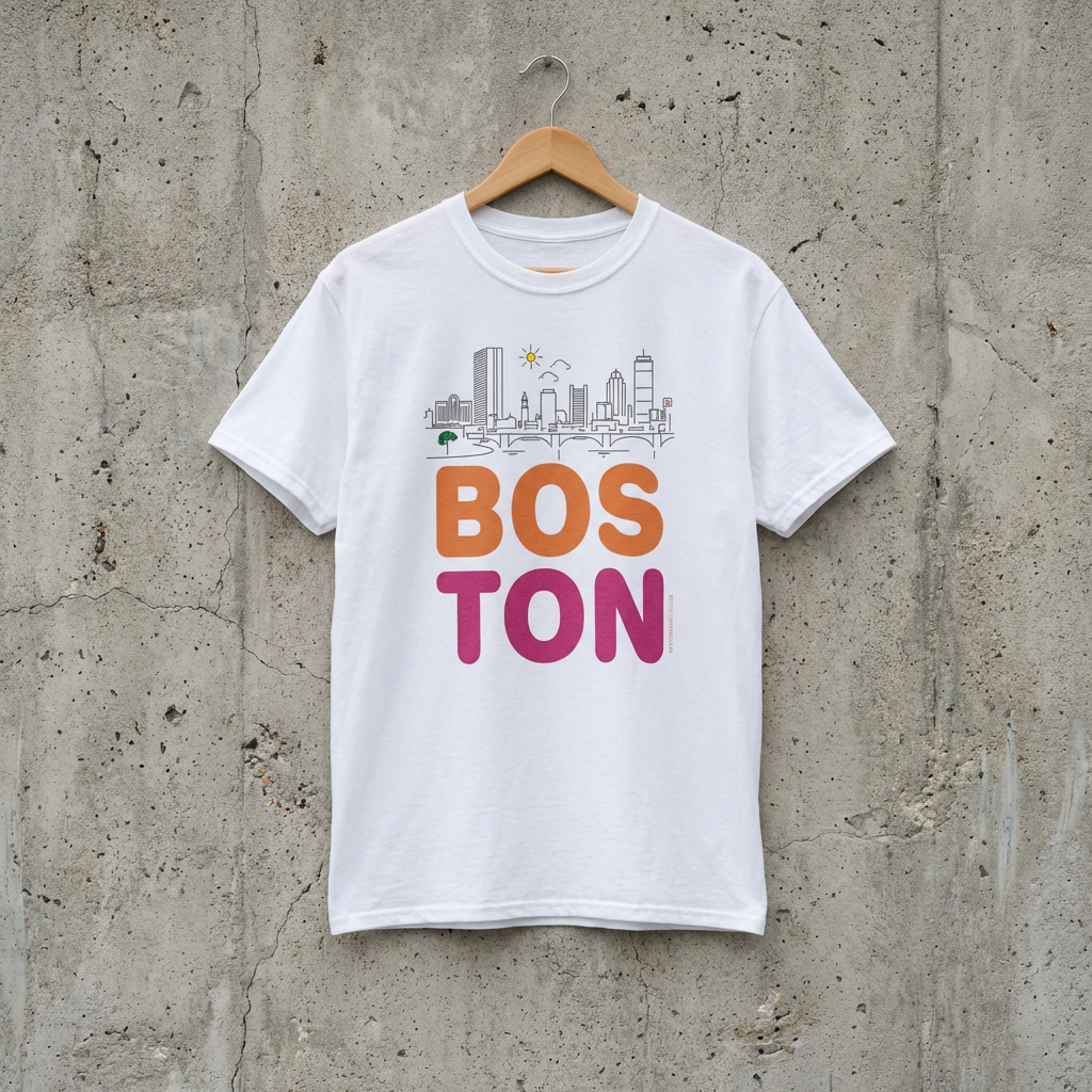 Boston Skyline Minimalist Tee Shirt 