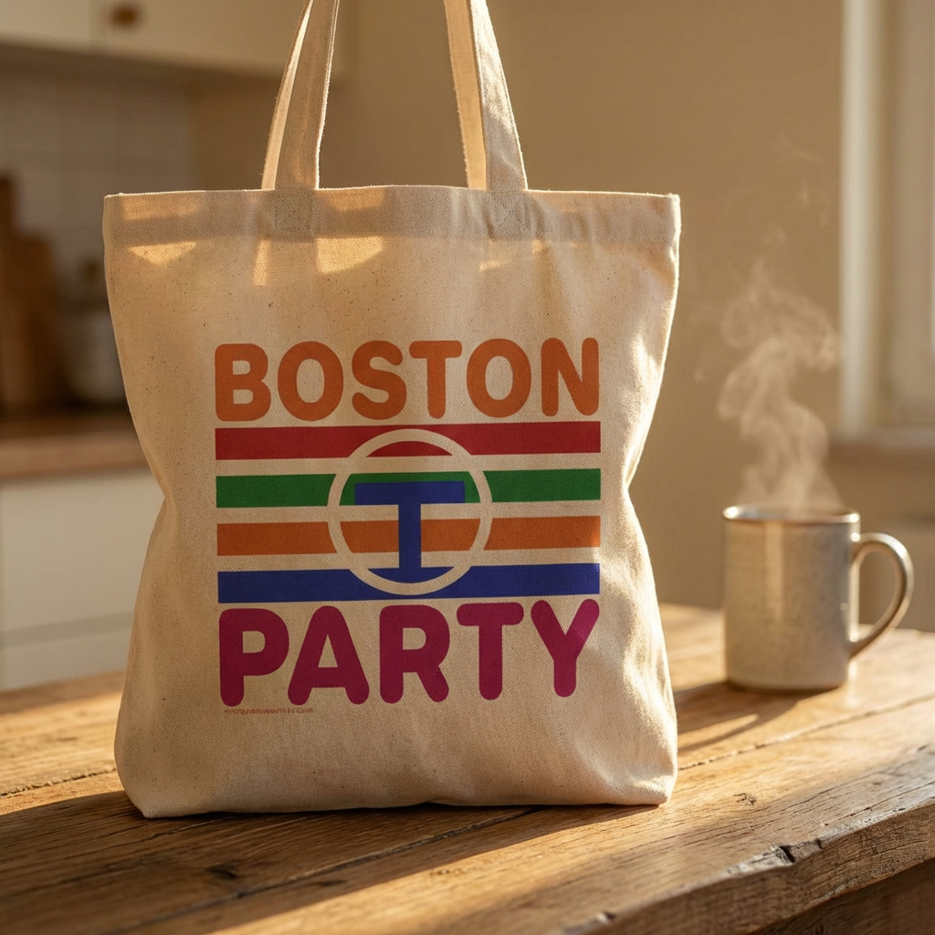 Boston "T" Party Retro Hometown Design Cotton Canvas Market Tote...if you know you know! And...FREE SHIPPING. product thumbnail image Boston "T" Party Retro Hometown Design Cotton Canvas Market Tote...if you know you know! And...FREE SHIPPING. product thumbnail image