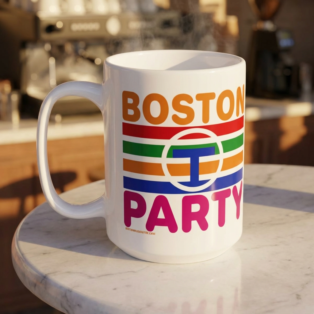Boston MBTA Mug - "T" Party 15oz Ceramic - Retro Design - Makes a Great Boston Gift product thumbnail image