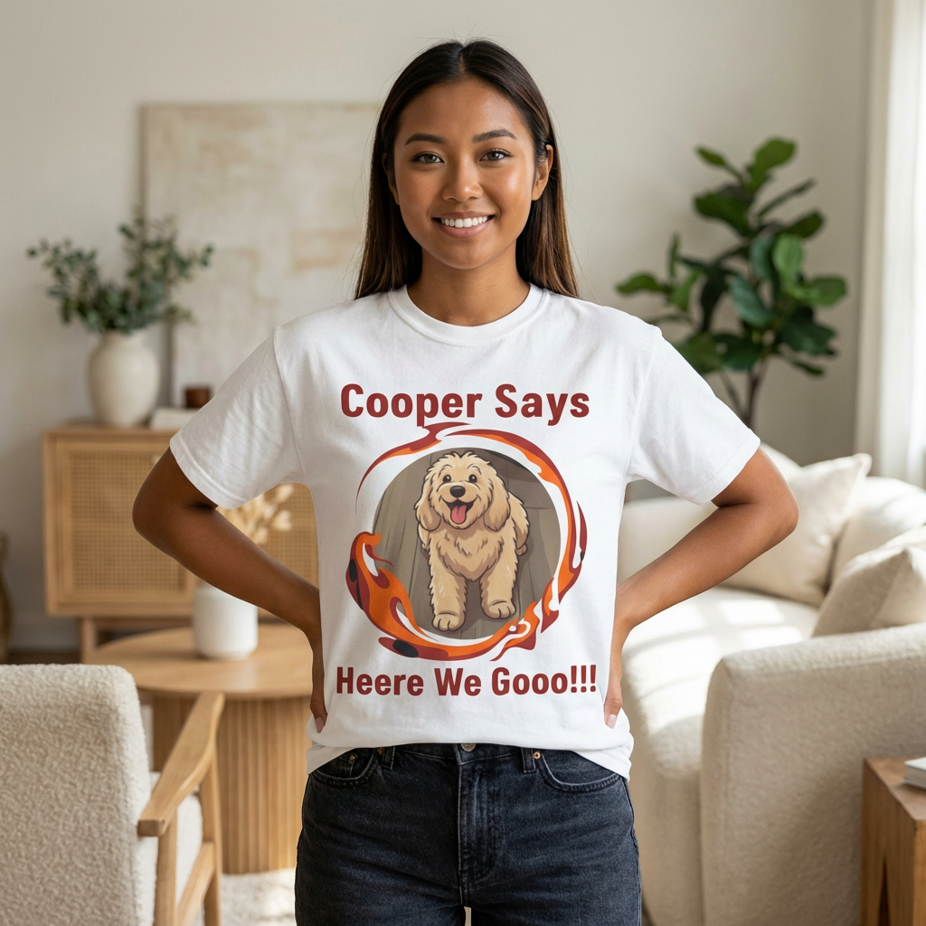 Cooper Says Heere We Gooo!!! Dog Graphic T-Shirt product thumbnail image