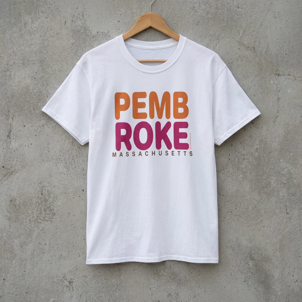 Pembroke Massachusetts Retro Bold Text Tee - not dollar store junk, our shirts are 100% heavy cotton you'll wear over and over. And...FREE SHIPPING. product thumbnail image