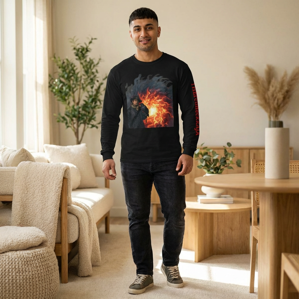 THEredneckRAJA flamesUnisex Garment-dyed Long Sleeve T-Shirt