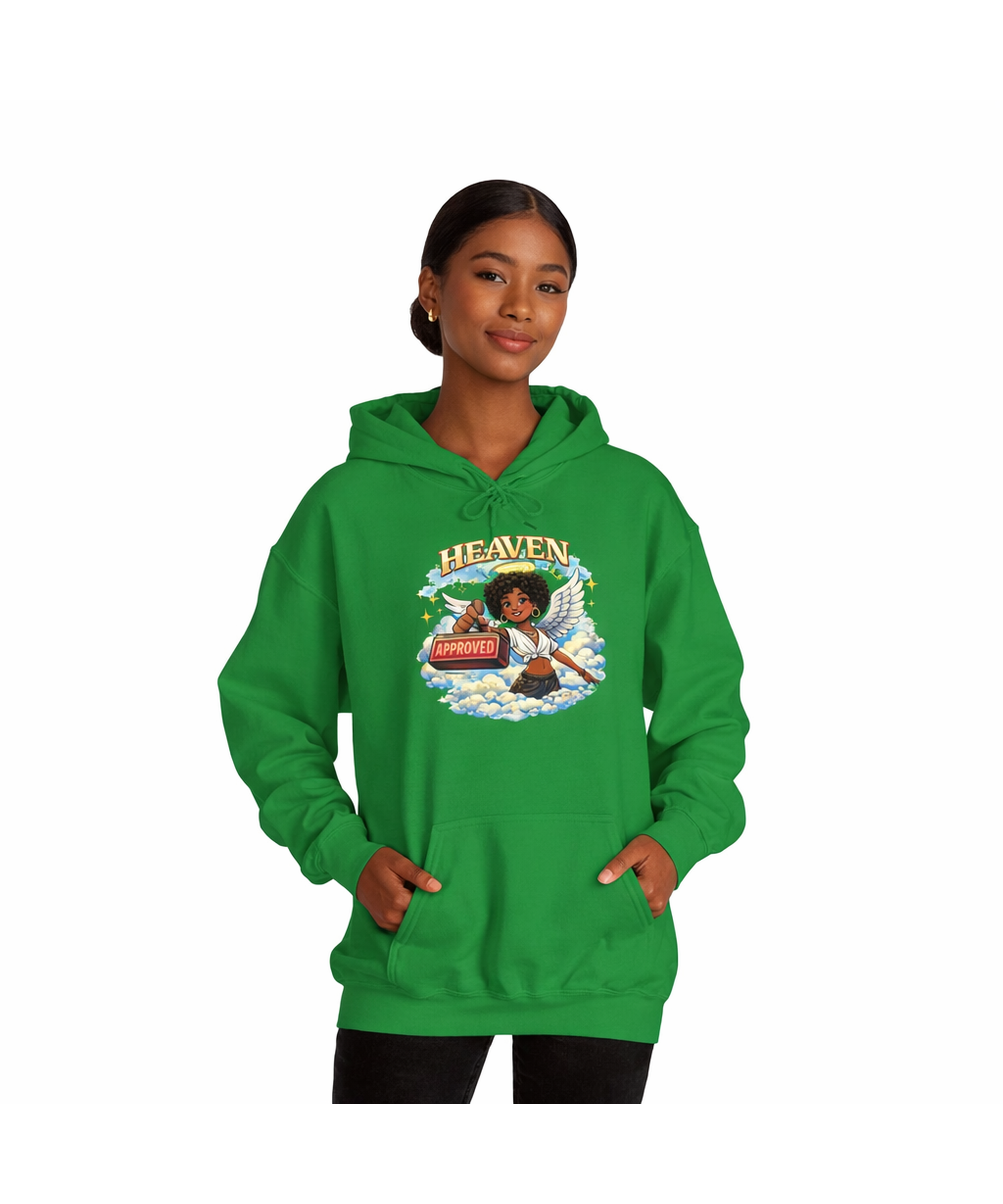 WOMEN'S DESIGN-HEAVEN APPROVED BRANDED-Hoodie, Sweatshirt, Devine Gift, Spiritual Apparel, Faith-Based Clothing, Everyday Comfort  product thumbnail image