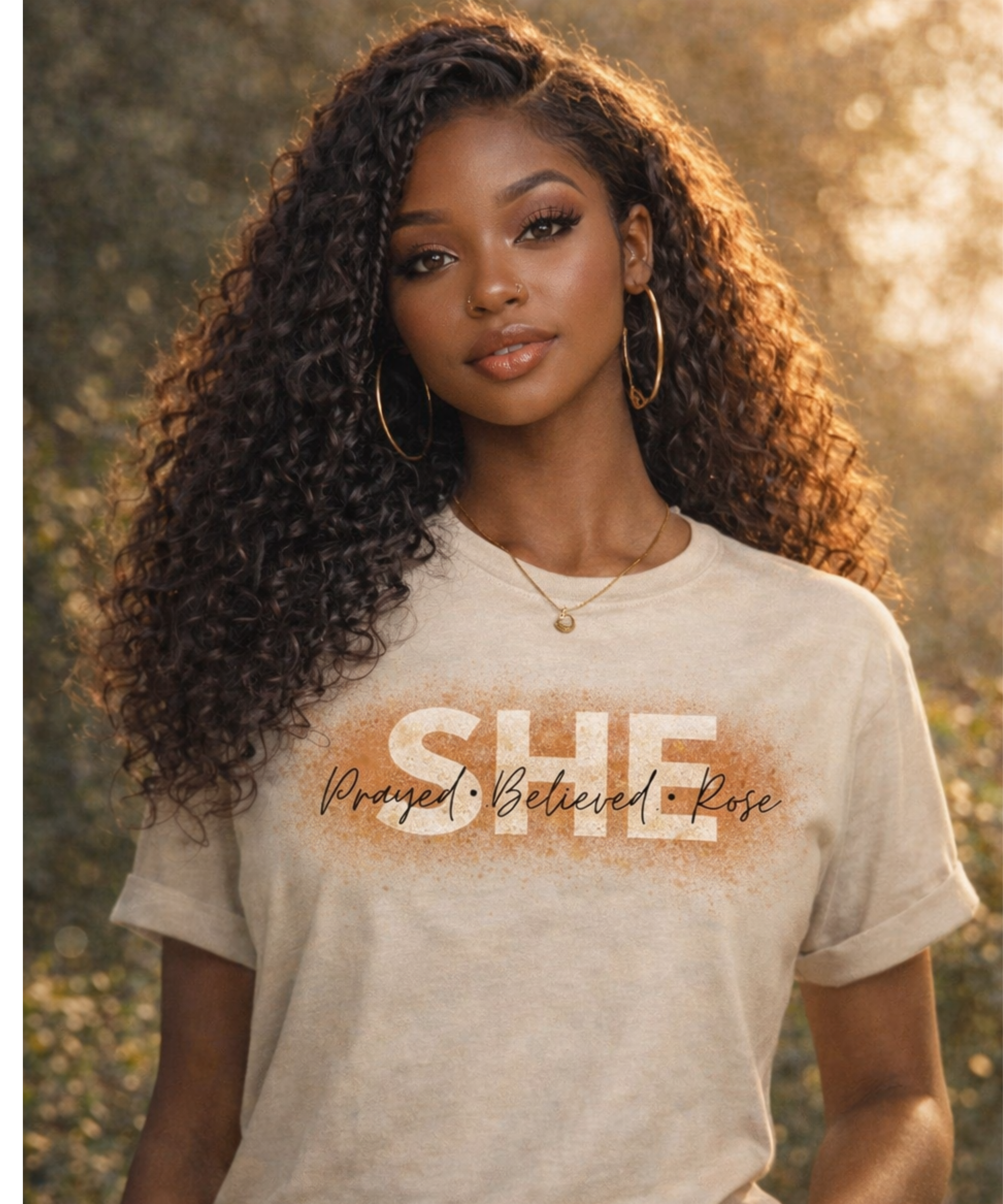 T-Shirt — 'Pray • Believe • Love' Pastel Brush Script Inspirational Tee product thumbnail image