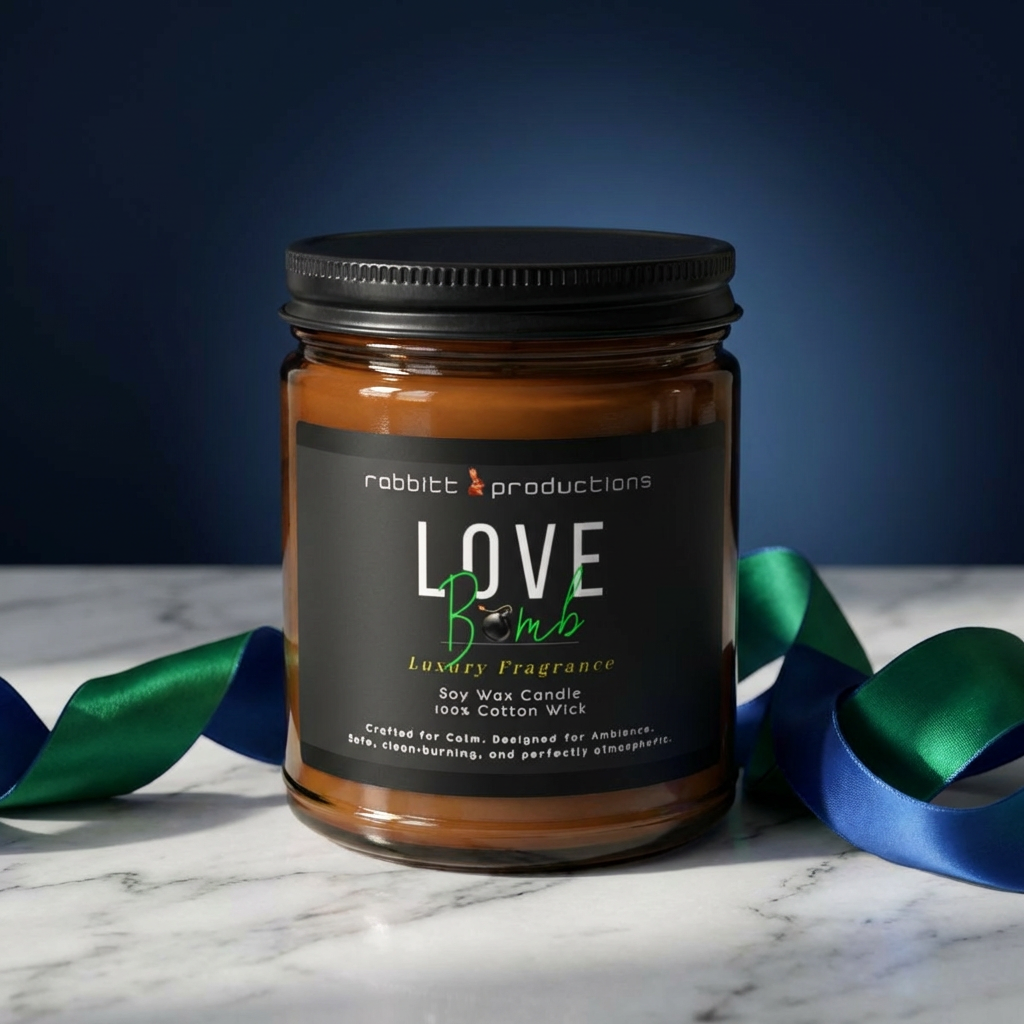 Love Bomb Scented Soy Candle (Multi-Size, Amber Jar) product thumbnail image