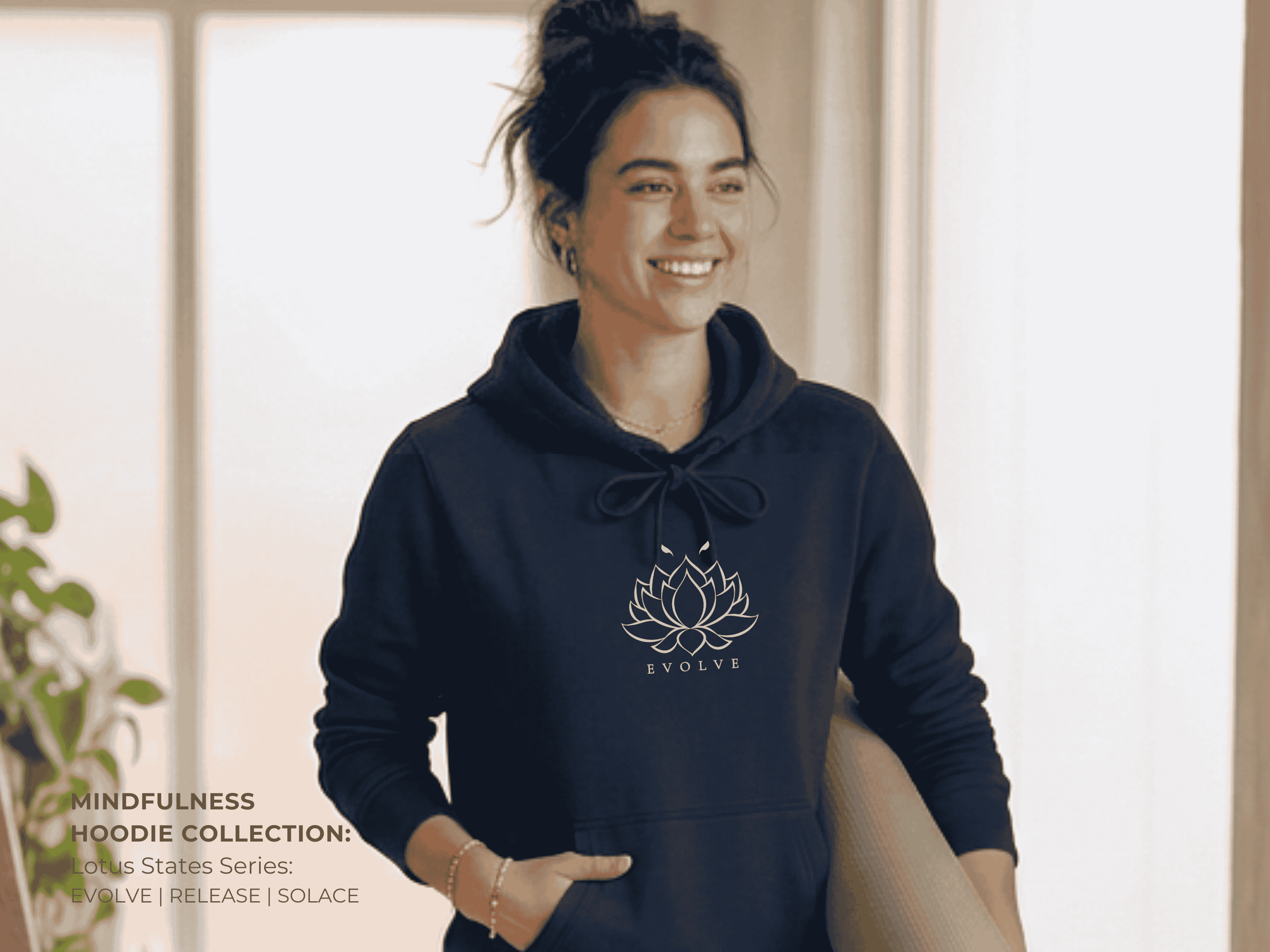Lotus Flower Hoodie, Somatic Healing Sweatshirt, Morning Ritual Wear, Intentional Meditation Clothing