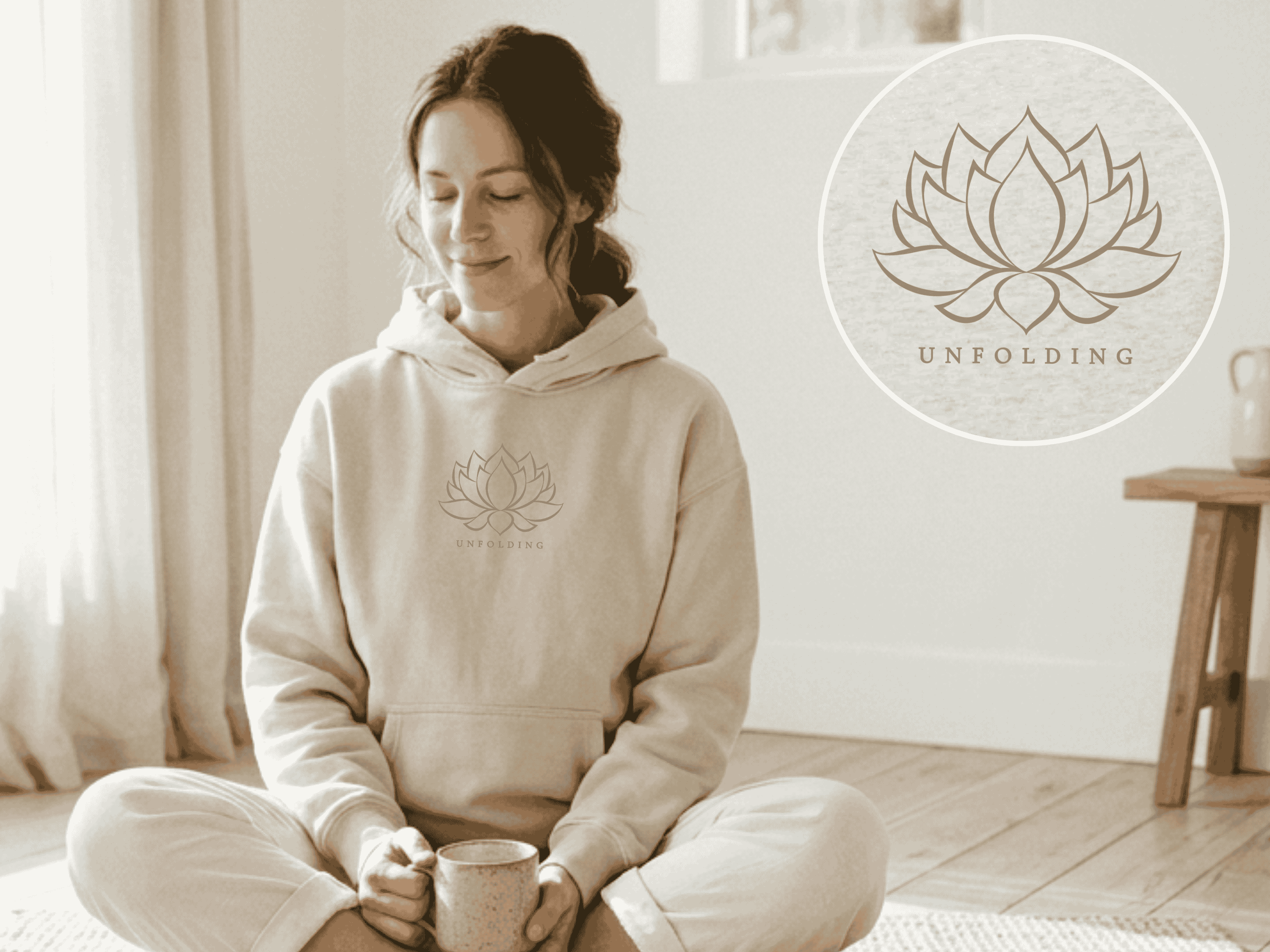 Lotus Flower Hoodie, Somatic Healing Sweatshirt, Morning Ritual Wear, Intentional Meditation Clothing product thumbnail image