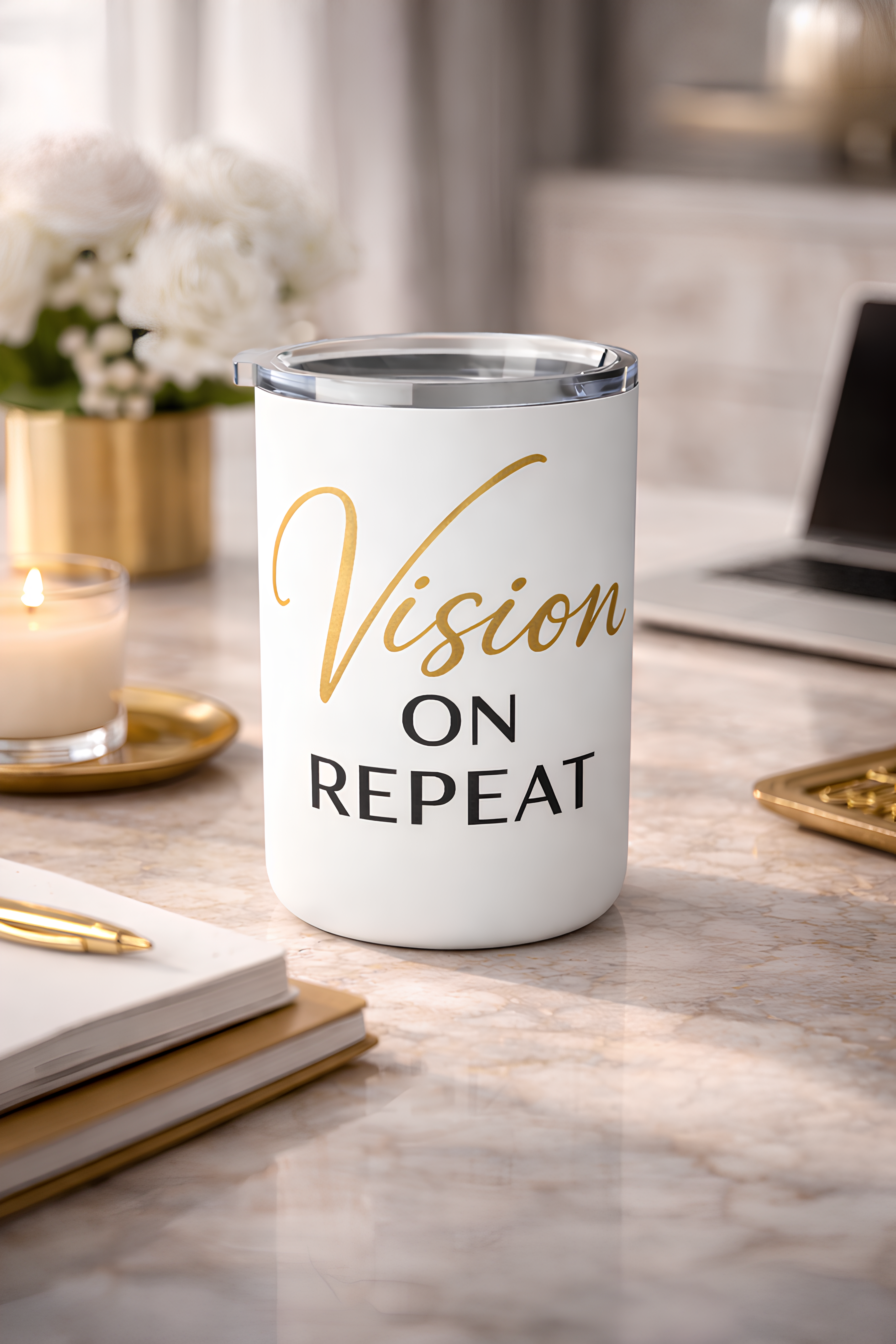 Vision On Repeat 10oz Insulated Coffee Mug product thumbnail image Vision On Repeat 10oz Insulated Coffee Mug product thumbnail image