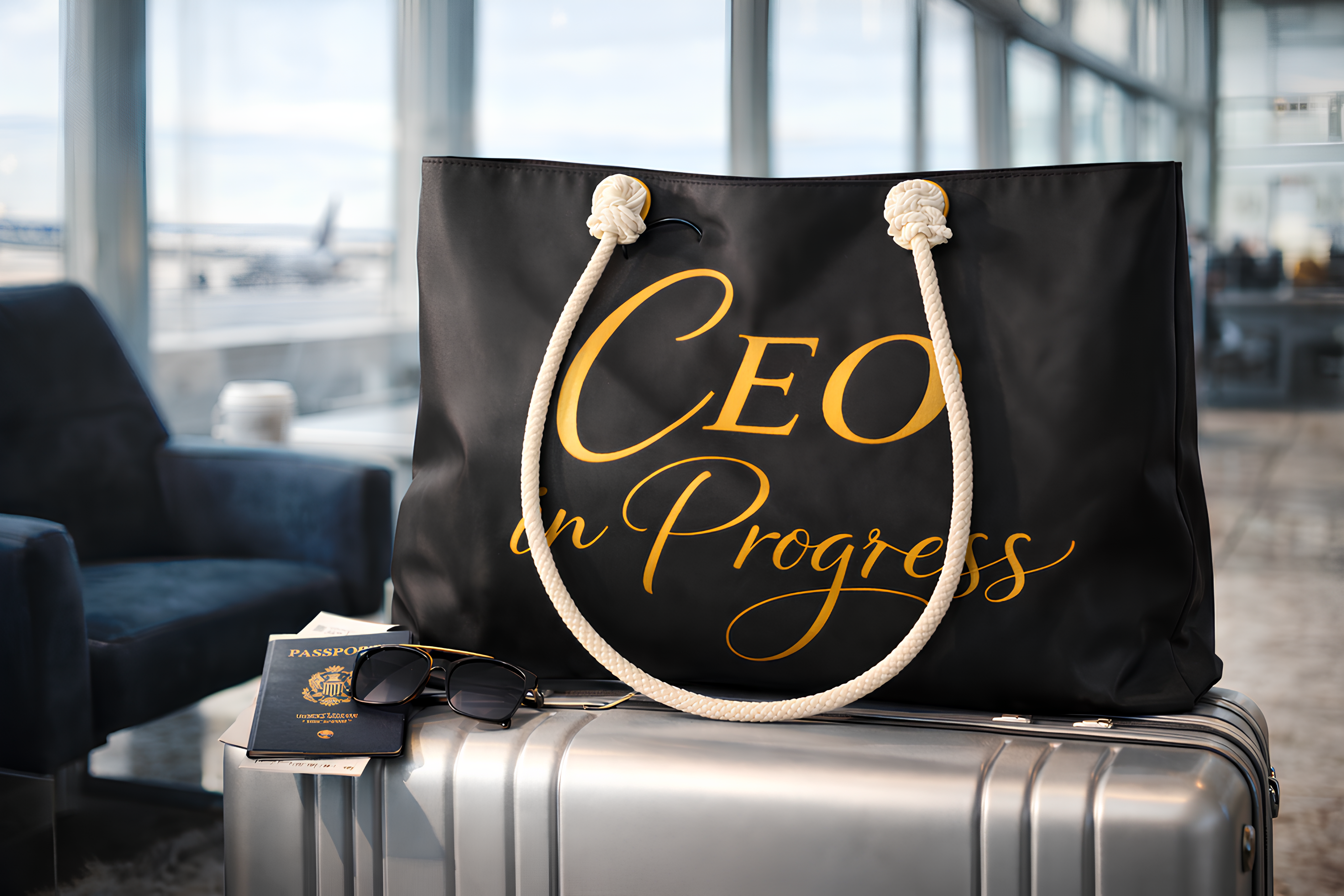 CEO in Progress Weekender Bag Black & Gold Tote Bag product thumbnail image CEO in Progress Weekender Bag Black & Gold Tote Bag product thumbnail image