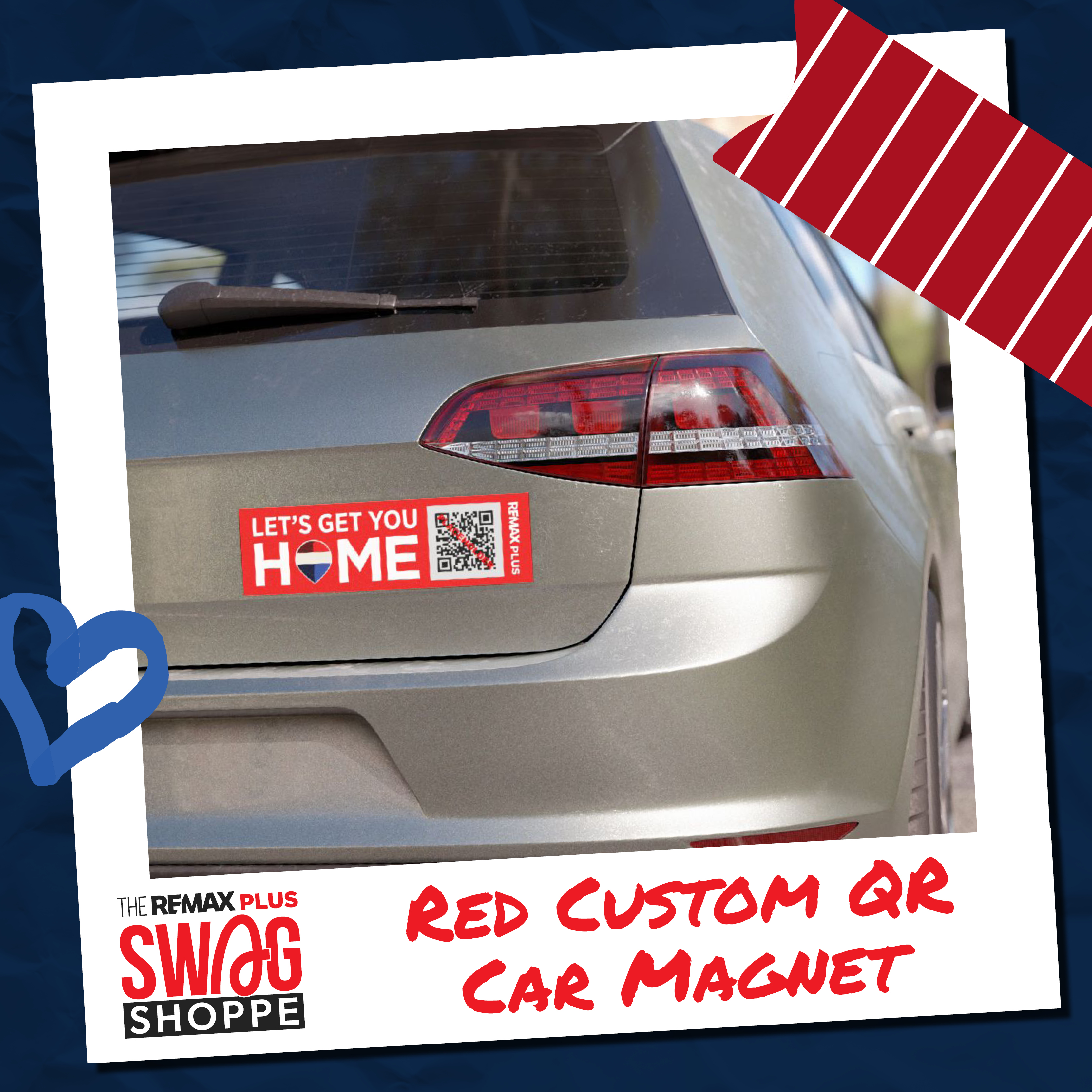 REMAX Plus Car Magnet (Red) - Add your own QR code or logo!