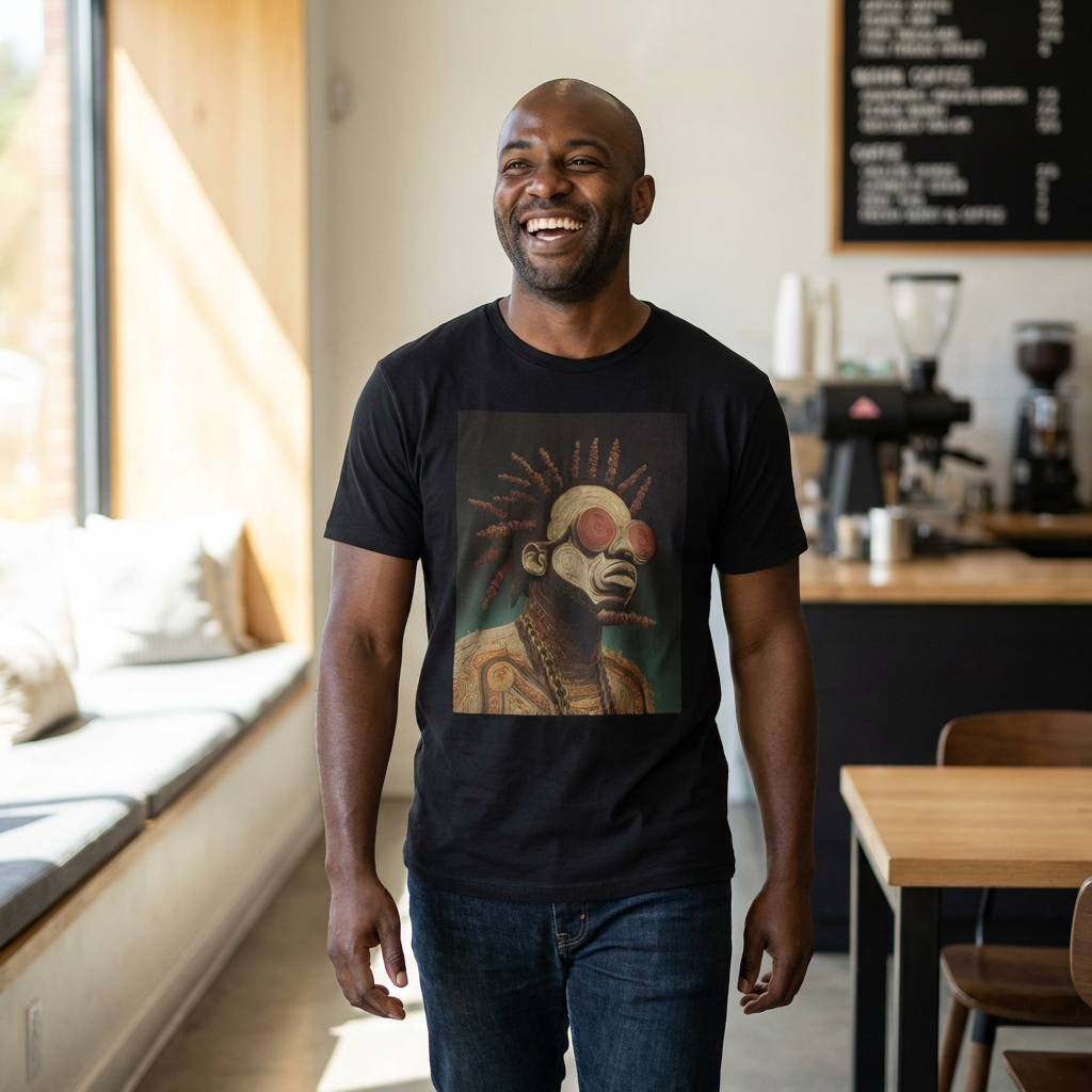 Tribal Cyberpunk Portrait T-Shirt product thumbnail image