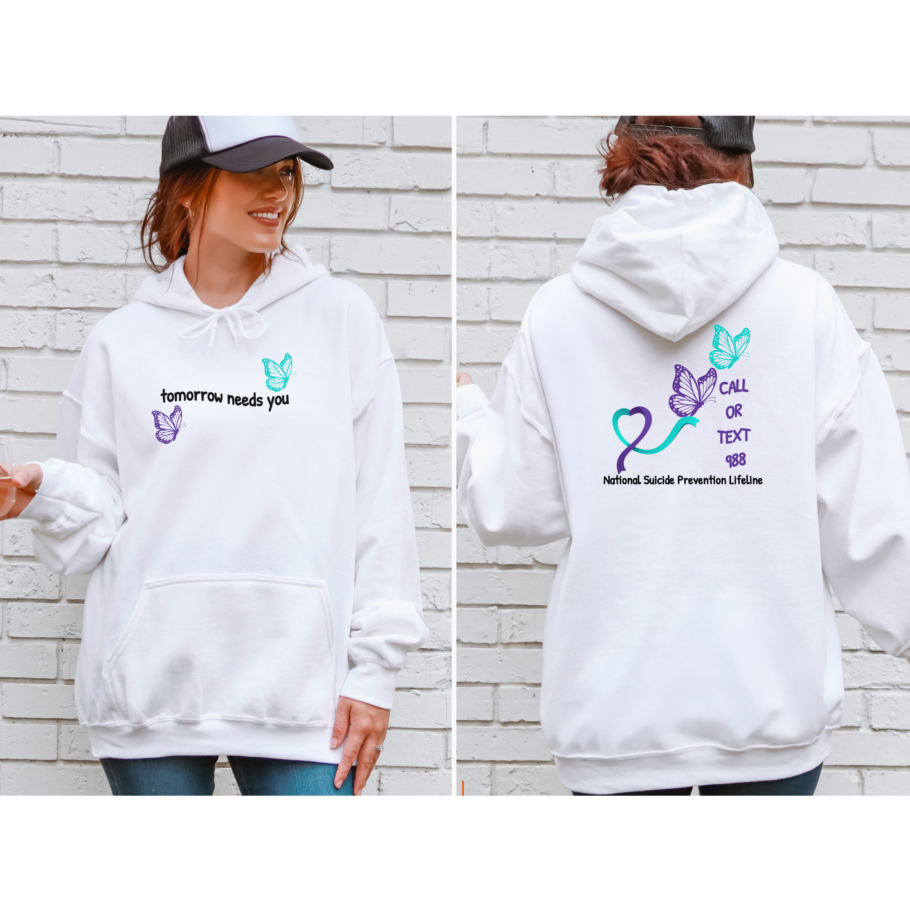 Tomorrow Needs You - Suicide Hotline Hoodie product thumbnail image Tomorrow Needs You - Suicide Hotline Hoodie product thumbnail image