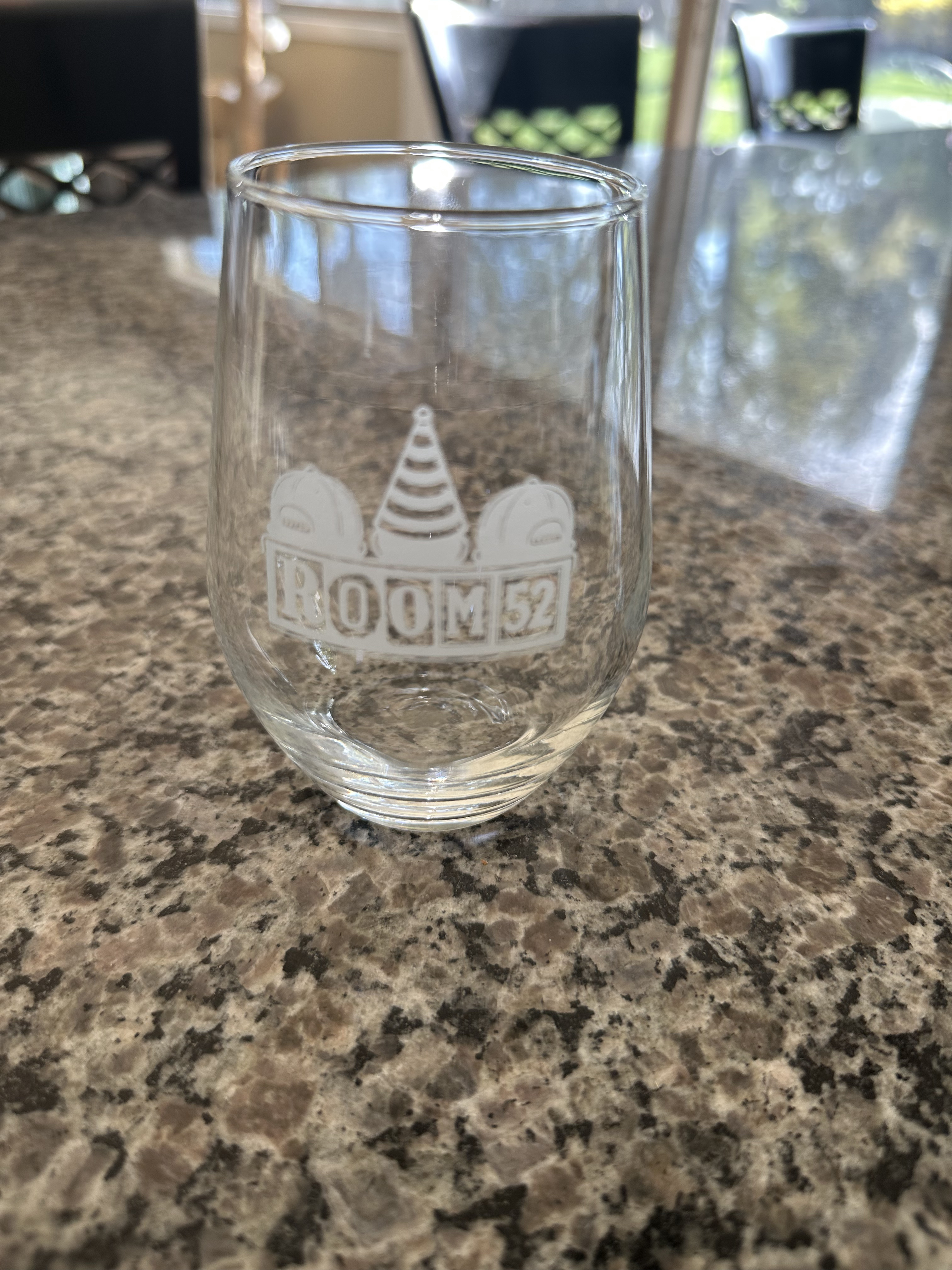 Engraved Stemless Wine Glass — 'ROOM 52' Logo Design, 11.5 oz product thumbnail image Engraved Stemless Wine Glass — 'ROOM 52' Logo Design, 11.5 oz product thumbnail image