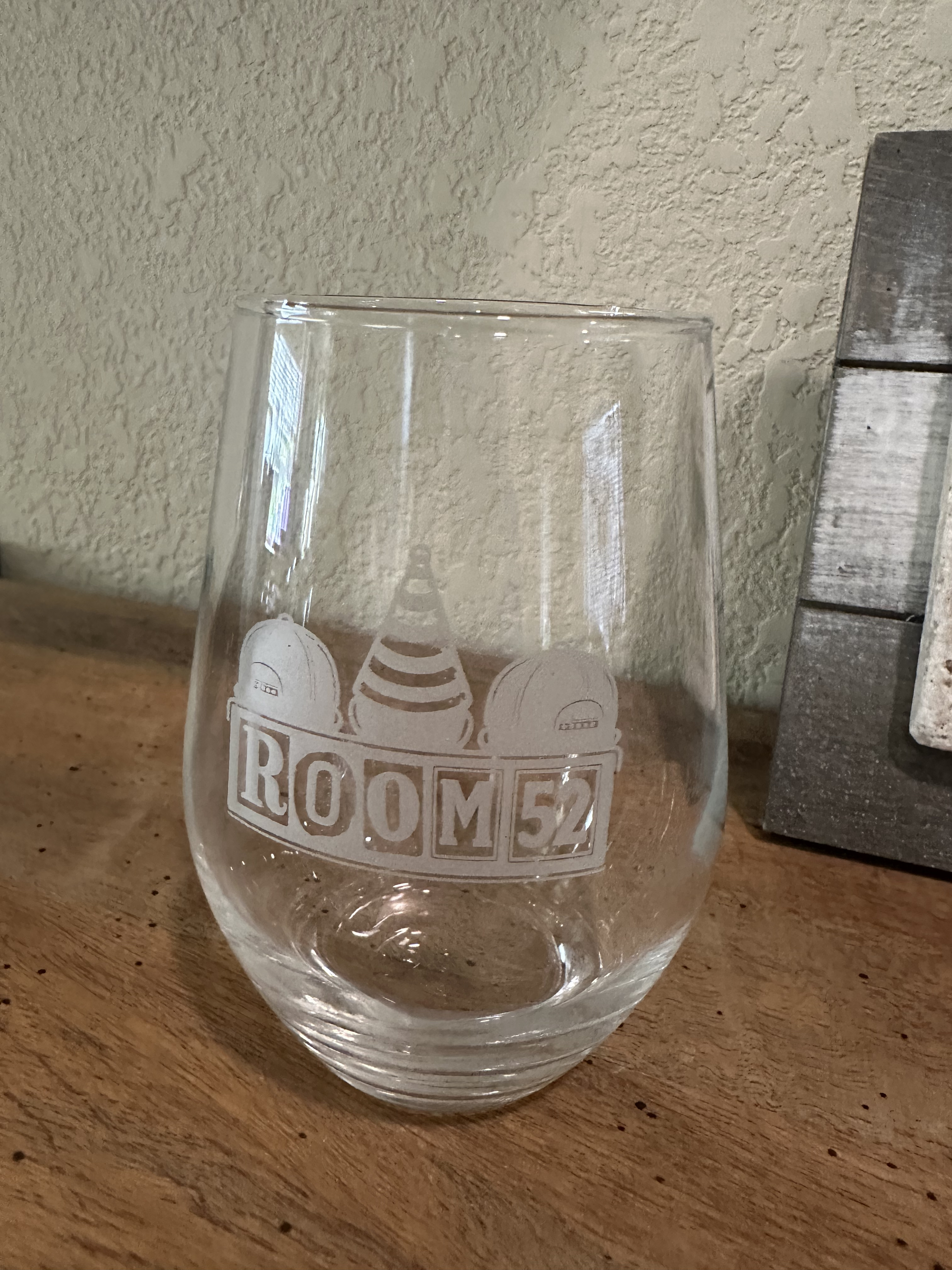 Engraved Stemless Wine Glass — 'ROOM 52' Logo Design, 11.5 oz product thumbnail image Engraved Stemless Wine Glass — 'ROOM 52' Logo Design, 11.5 oz product thumbnail image