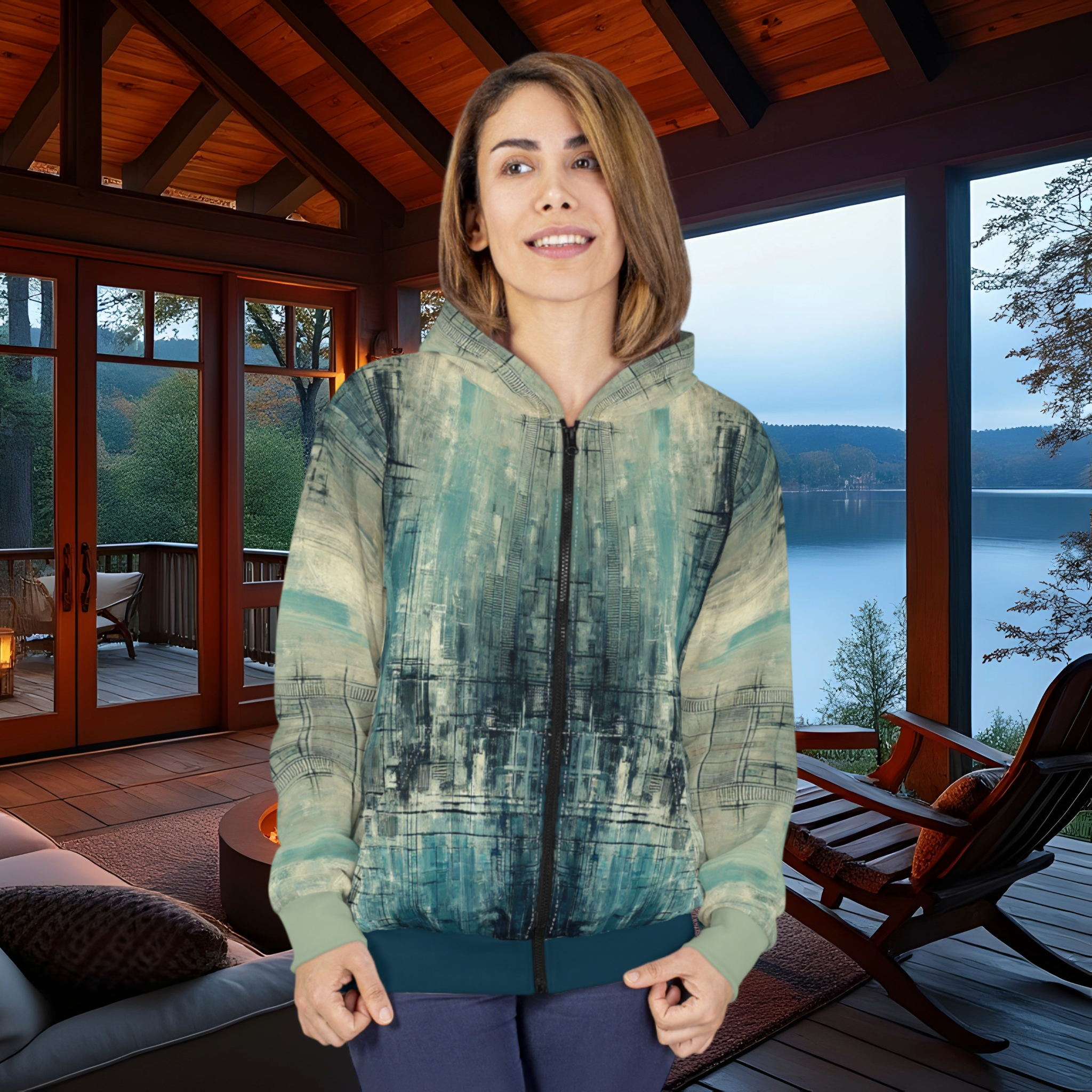 Personalized Unisex Zip Hoodie (AOP) product thumbnail image