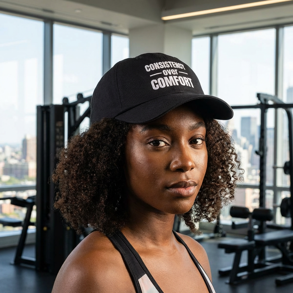 "Consistency Over Comfort" Embroidered Cap product thumbnail image "Consistency Over Comfort" Embroidered Cap product thumbnail image