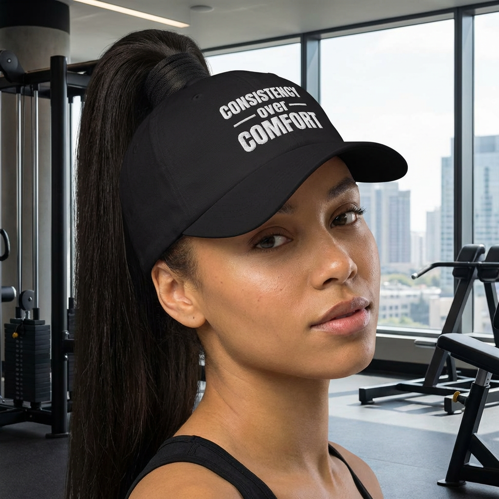 "Consistency Over Comfort" Embroidered Cap product thumbnail image "Consistency Over Comfort" Embroidered Cap product thumbnail image