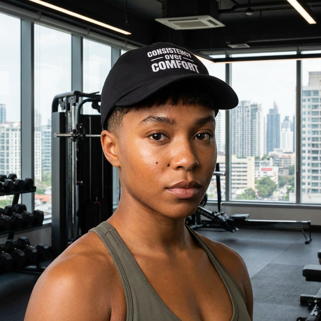 "Consistency Over Comfort" Embroidered Cap product thumbnail image "Consistency Over Comfort" Embroidered Cap product thumbnail image
