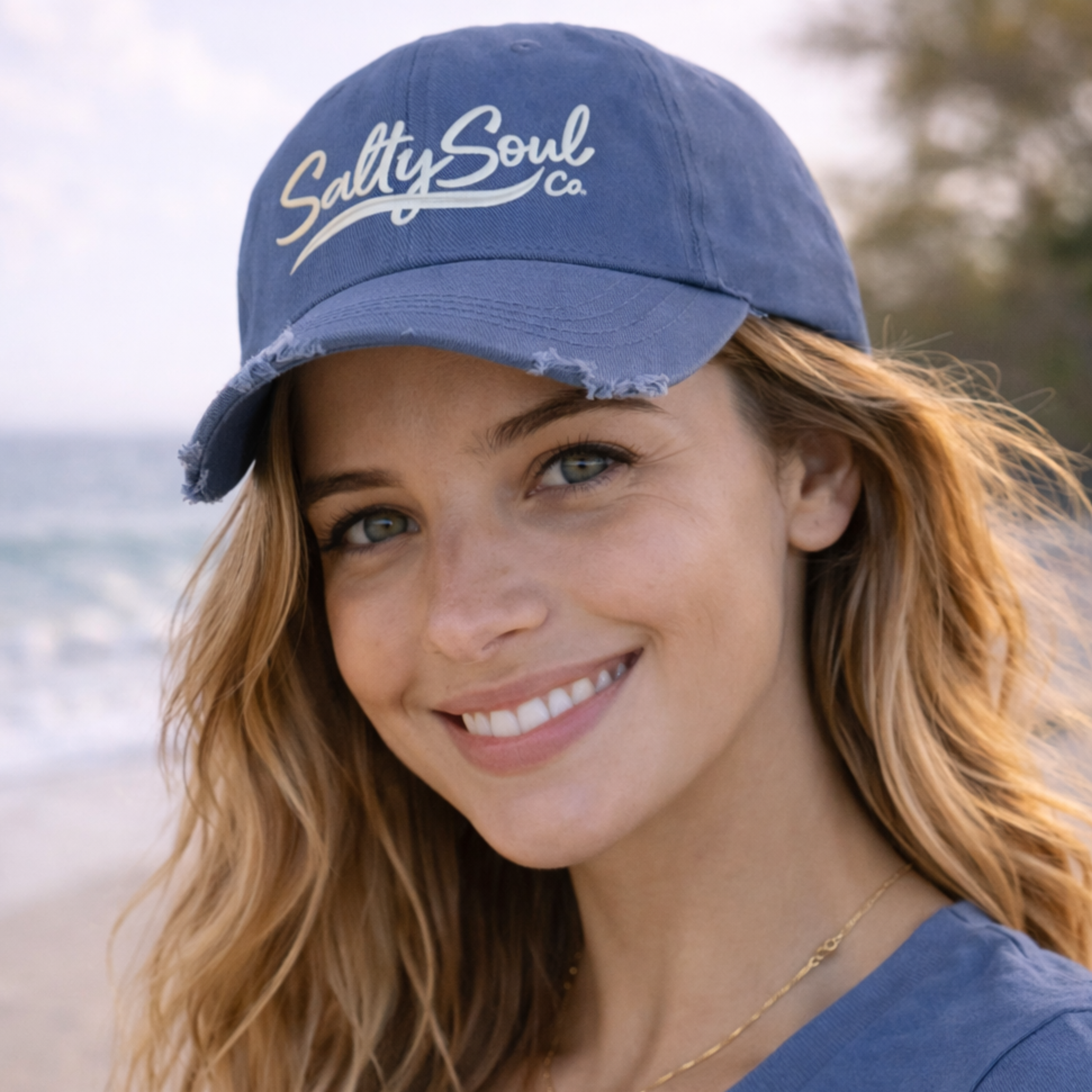 Salty Soul Swish - Unisex Distressed Baseball Cap product thumbnail image