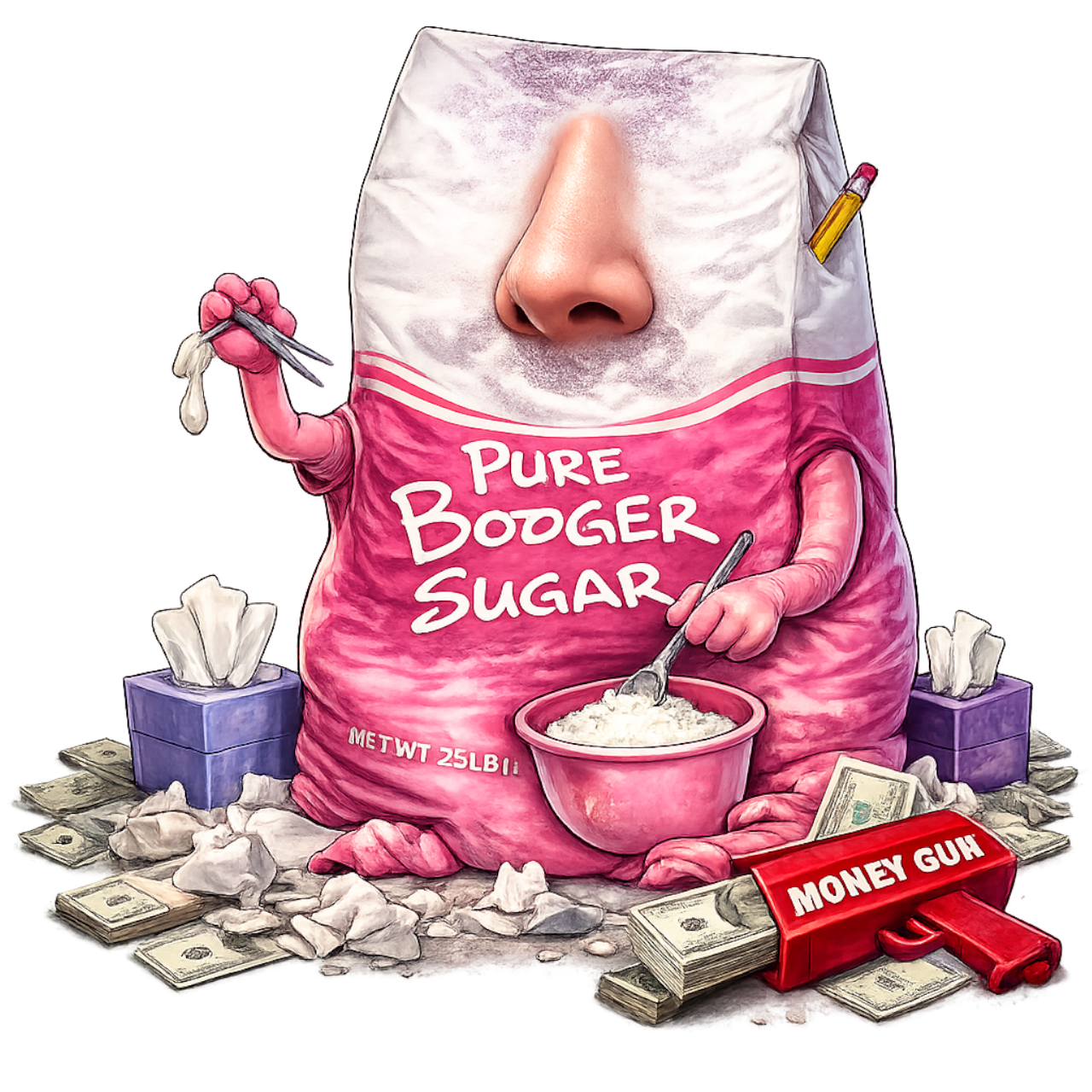 Kiss-Cut Sticker — 'Pure Booger Sugar' Funny Retro Candy Bag Design product thumbnail image Kiss-Cut Sticker — 'Pure Booger Sugar' Funny Retro Candy Bag Design product thumbnail image
