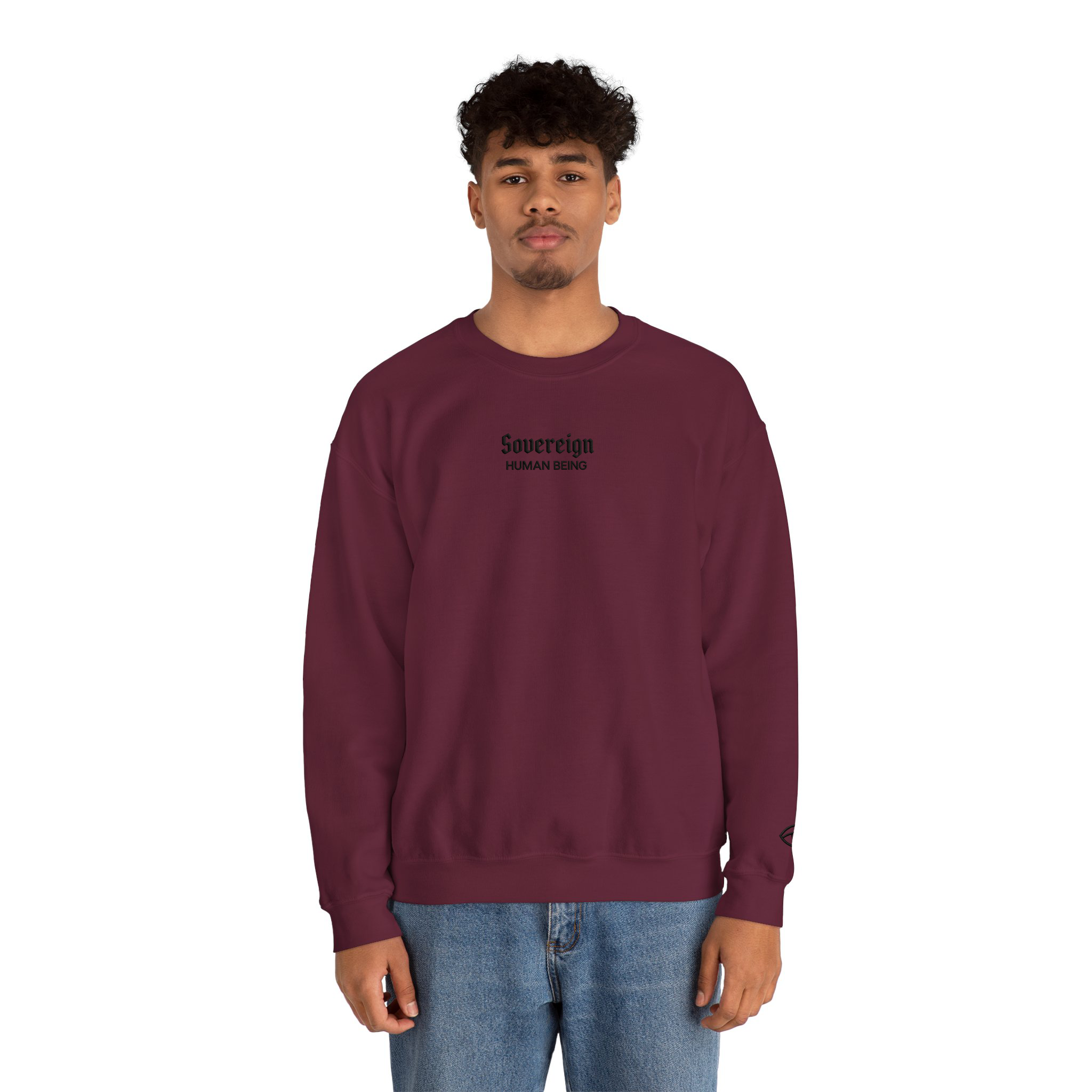 Sovereign Human Being – Unisex Heavy-Blend Embroidered Crewneck product thumbnail image