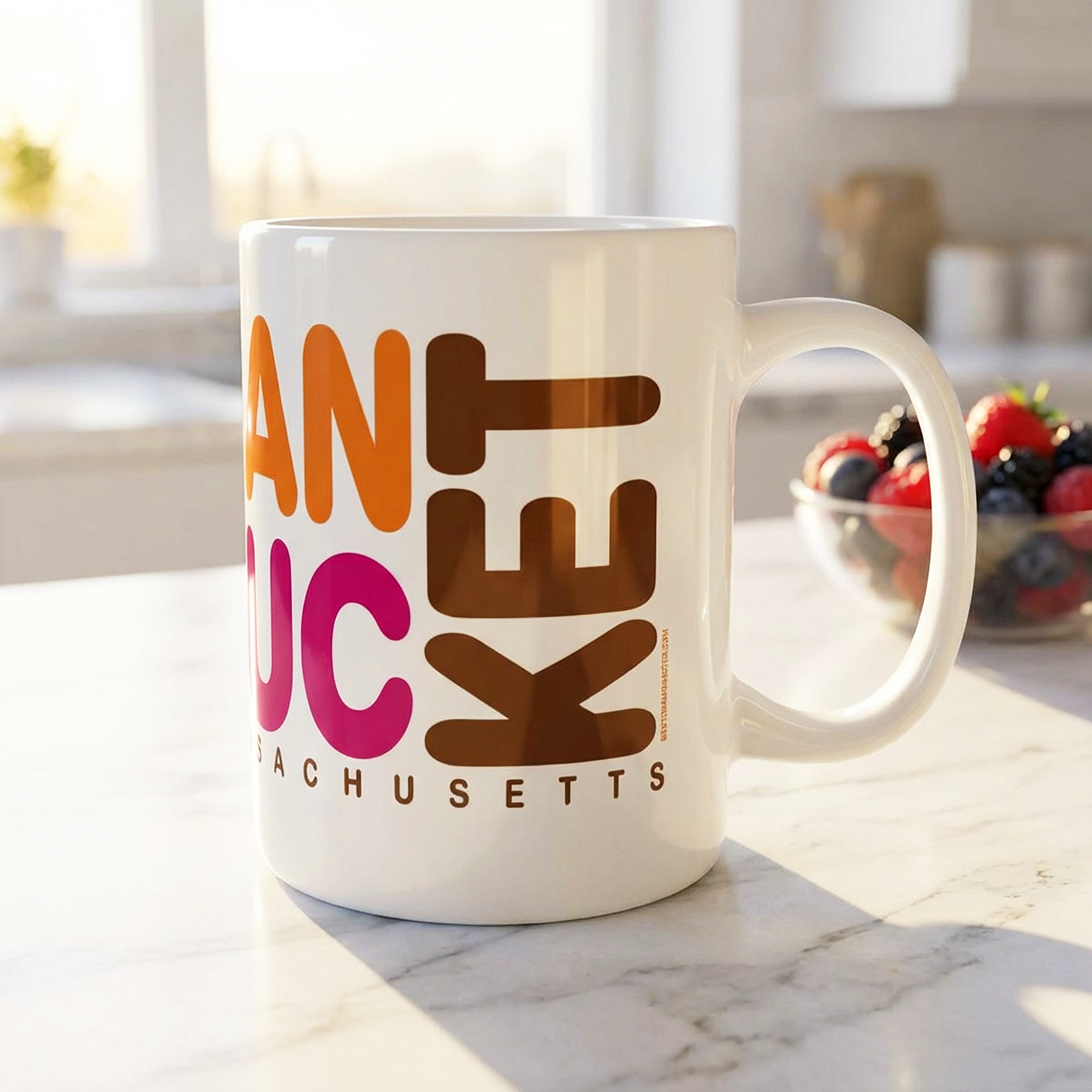 Nantucket Massachusetts 15oz Mug -  Retro Bold Text Design - Makes a Great Hometown Gift product thumbnail image