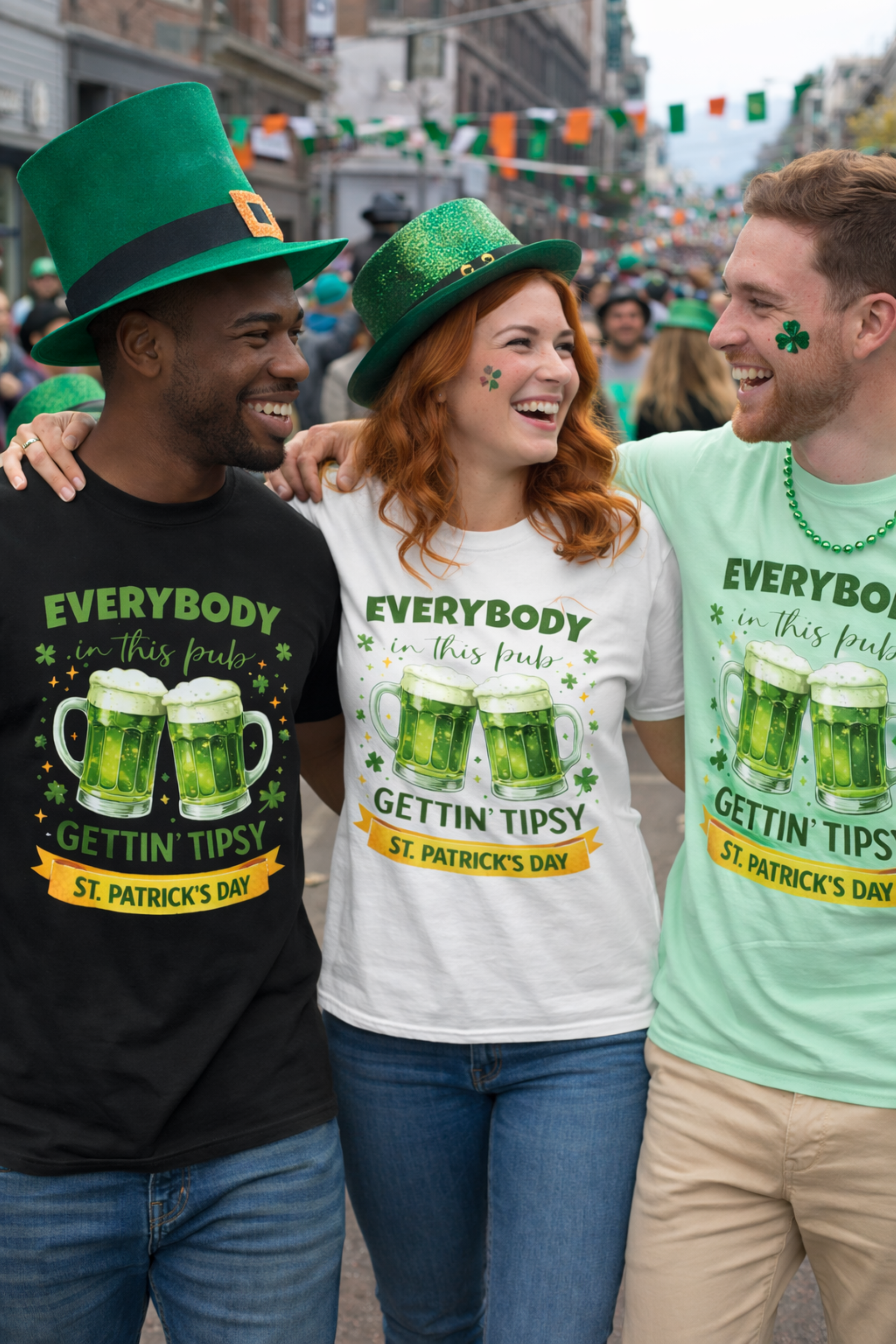 St. Patrick's Day T-Shirt — "Everybody Gettin' Tipsy in This Pub" Beer Mug Tee
