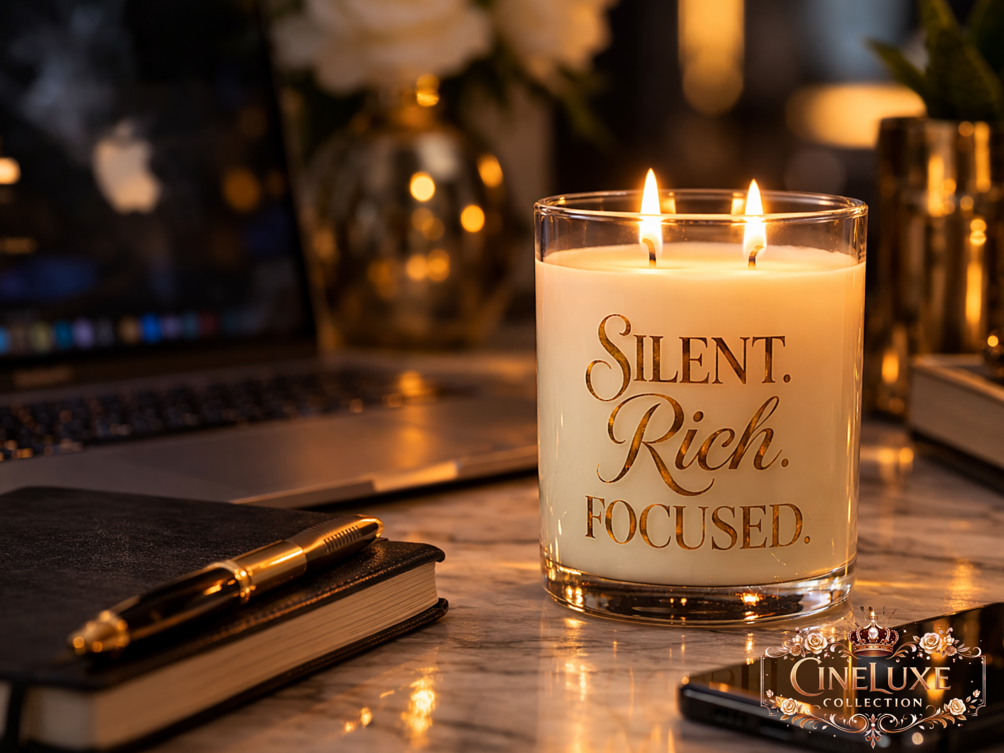 Silent. Rich. Focused. Scented Candle 11oz Glass