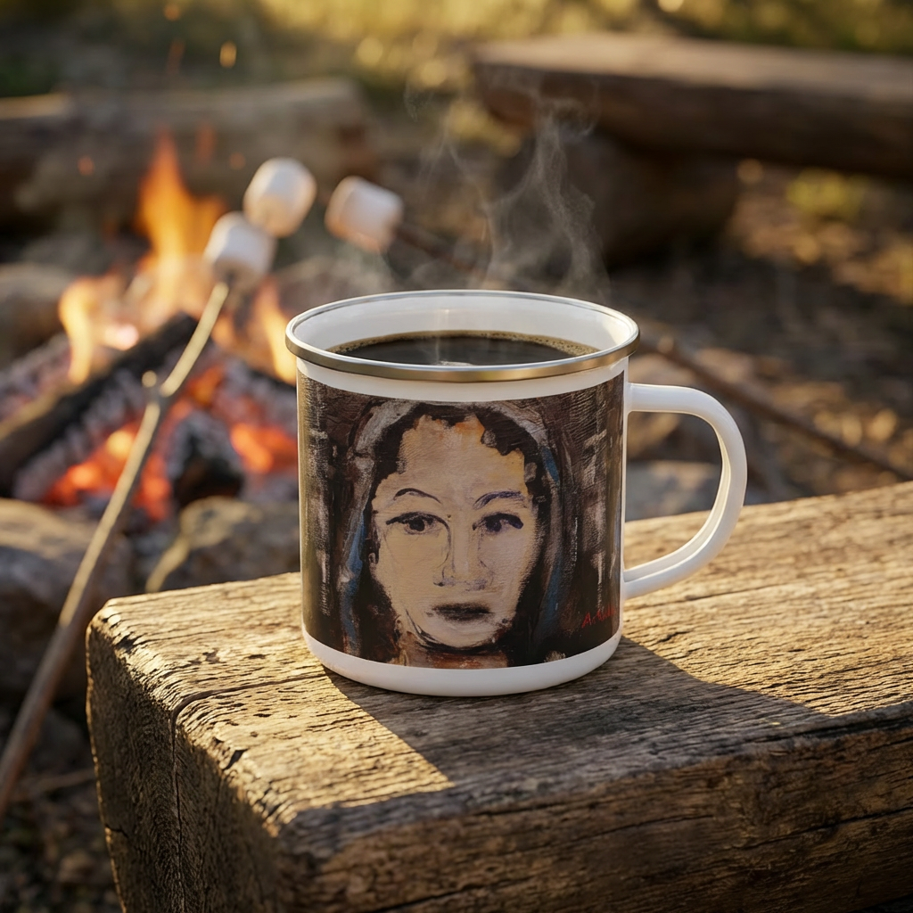 Madonna of the War— Hand-Painted Portrait Art Camper Cup product thumbnail image Madonna of the War— Hand-Painted Portrait Art Camper Cup product thumbnail image