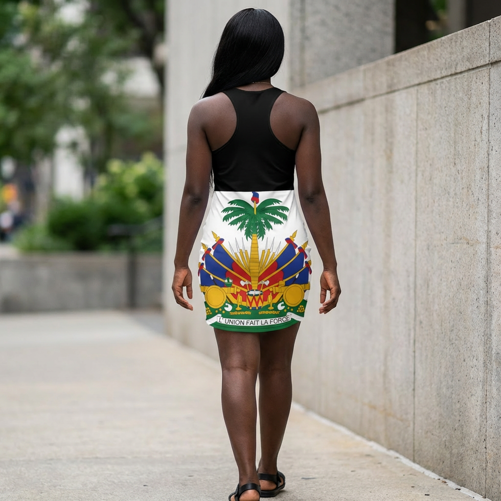ZOE Life - Black Haitian Pride Racerback Dress, Summer Fashion, Festival Wear, Tropical Vibes, Caribbean Style, Beach Day Outfit product thumbnail image ZOE Life - Black Haitian Pride Racerback Dress, Summer Fashion, Festival Wear, Tropical Vibes, Caribbean Style, Beach Day Outfit product thumbnail image