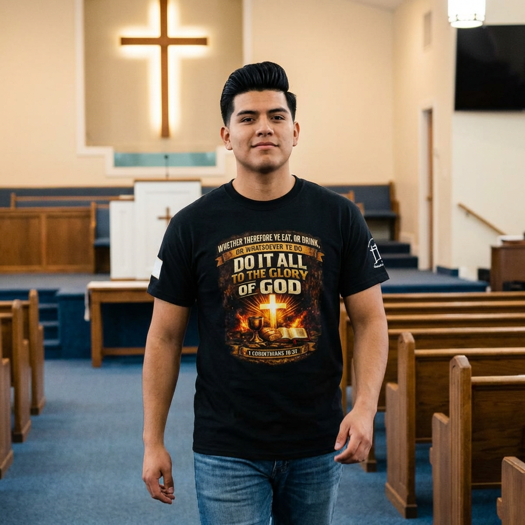 Christian Cross Tee — "Do It All to the Glory of God" Inspirational Faith T-Shirt