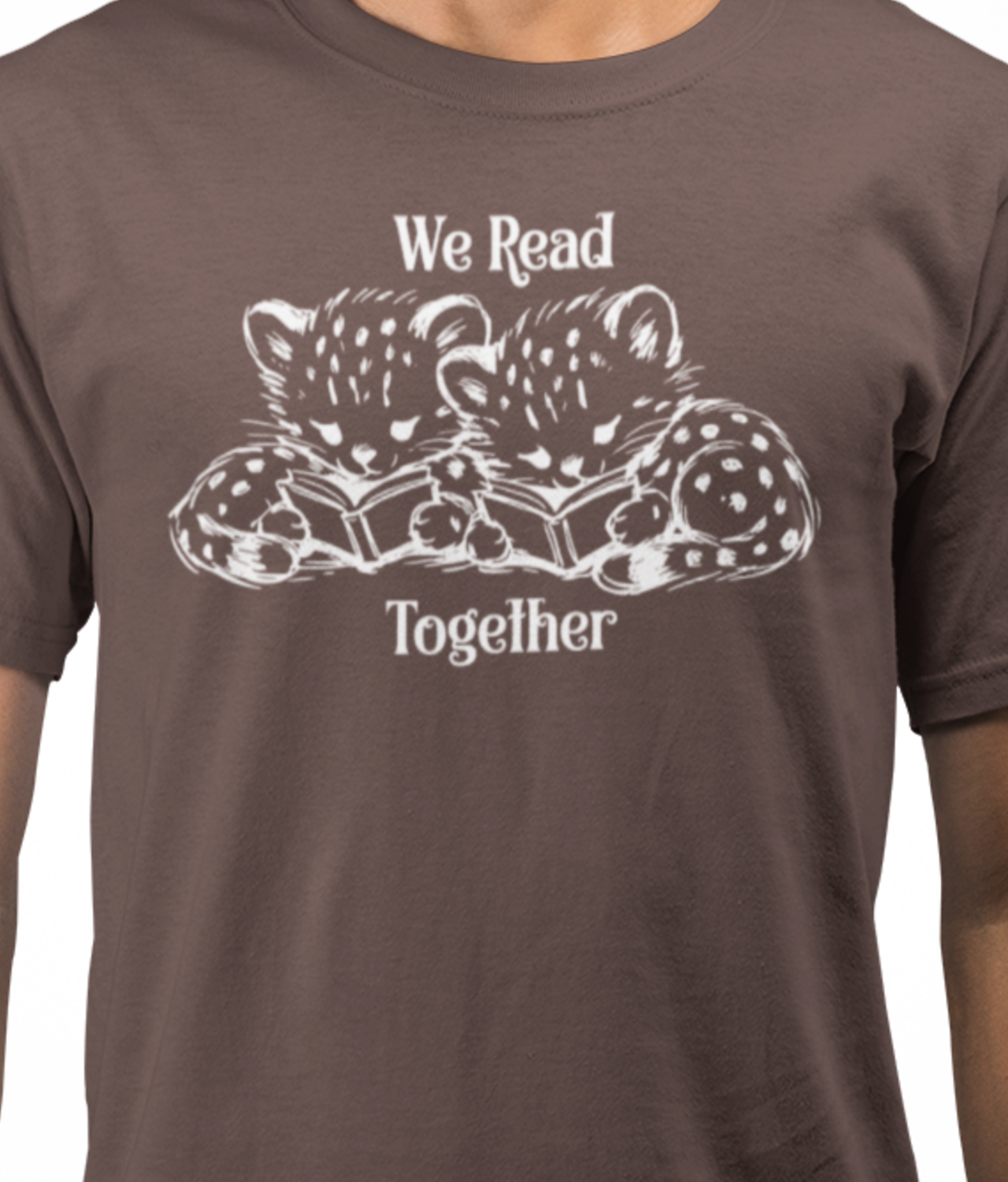  Cute Leopard Cubs | Comfort Colors Unisex Book Lovers Sketch T-Shirt | Minimal Black &amp; White Animal Print | Reading Together Cozy Book Club Tee  product thumbnail image