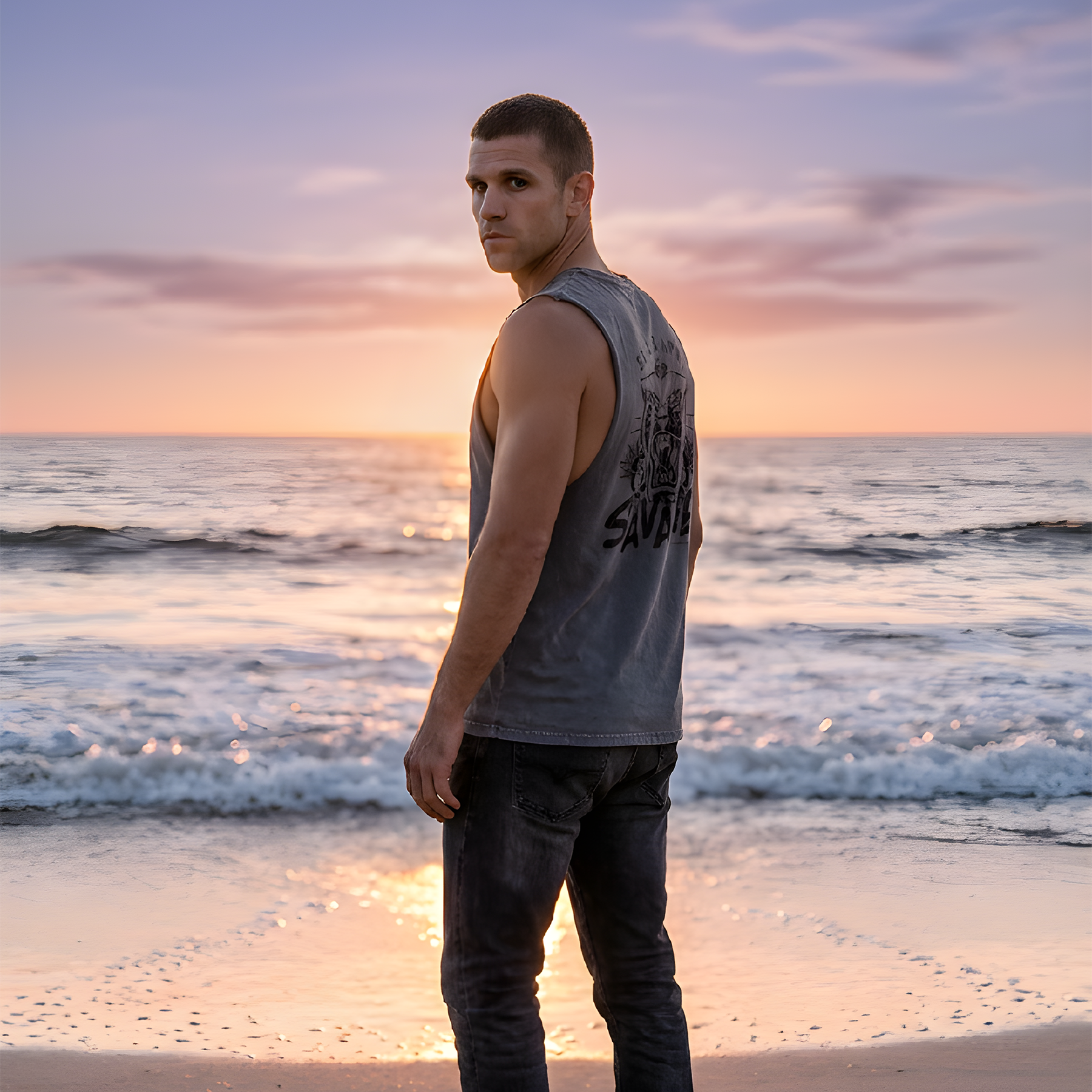 Happy Savage Panther Tank Cut-Off — Unisex Muscle Tee Stonewash product thumbnail image Happy Savage Panther Tank Cut-Off — Unisex Muscle Tee Stonewash product thumbnail image